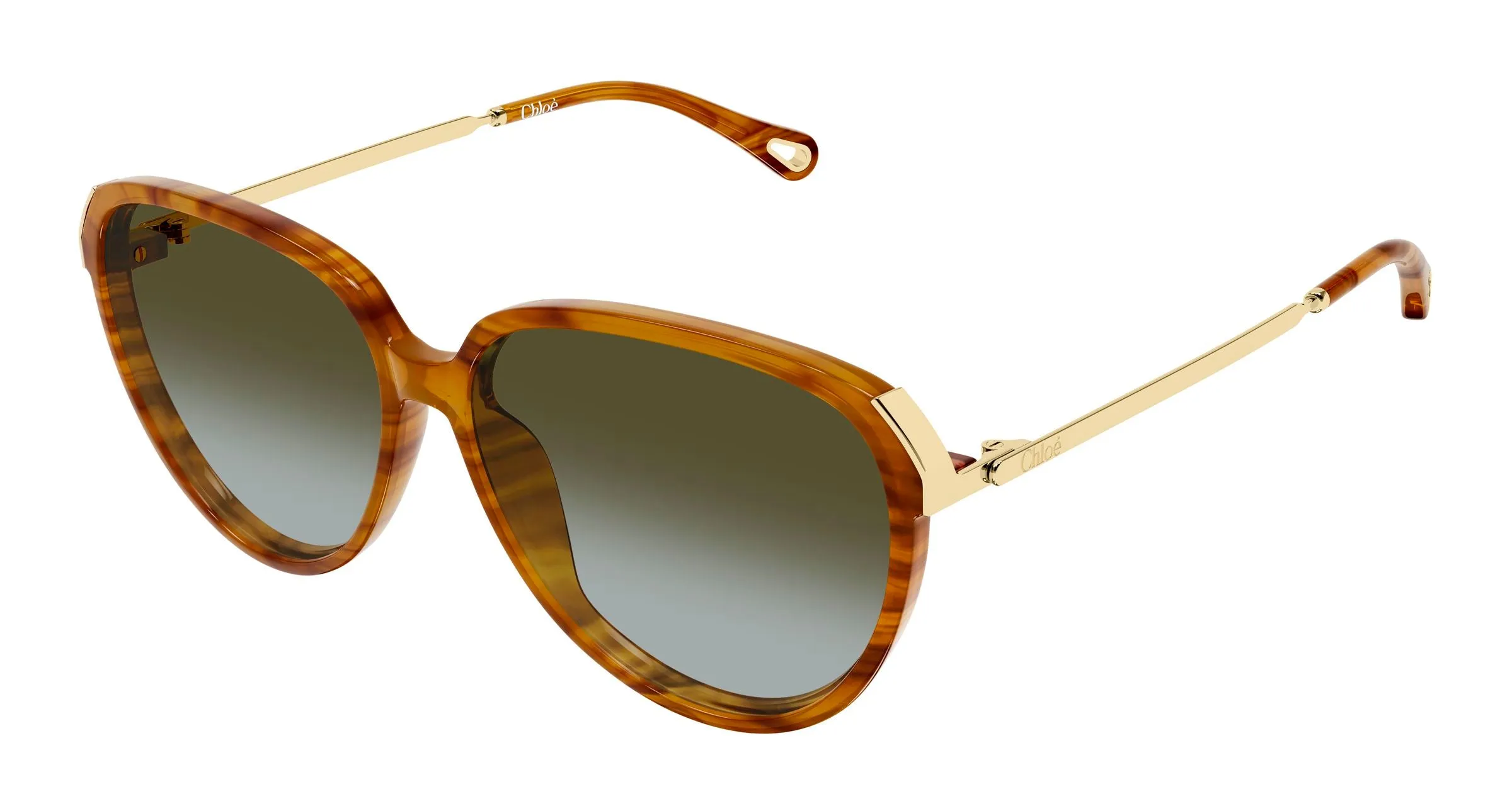 Chloé CH0406S 003 Occhiali da sole Acetato Havana Verde Rotonda Sfumato - immagine 1