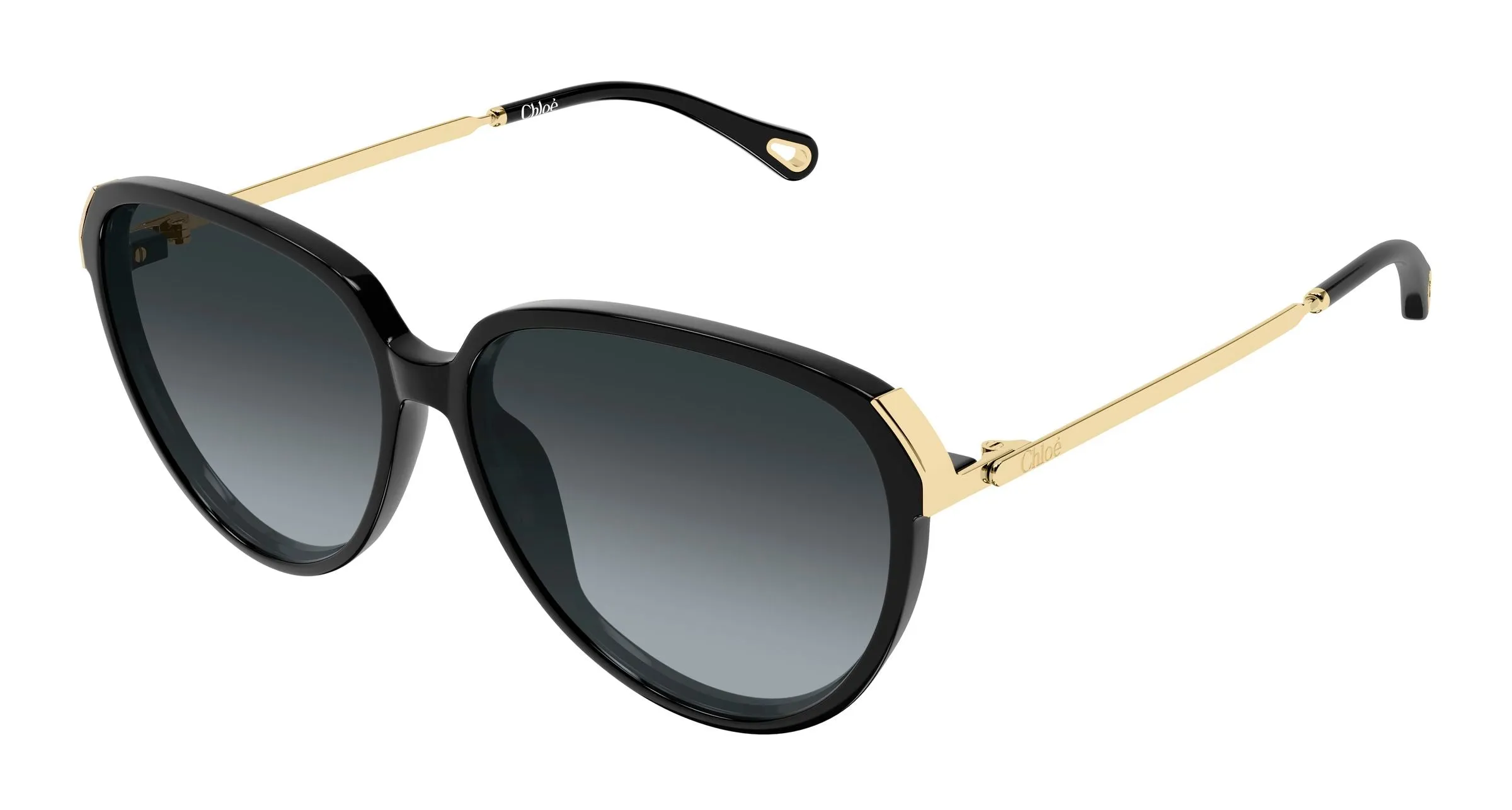 Chloé CH0406S 001 Occhiali da sole Acetato Nero Grigio Rotonda Sfumato - immagine 1