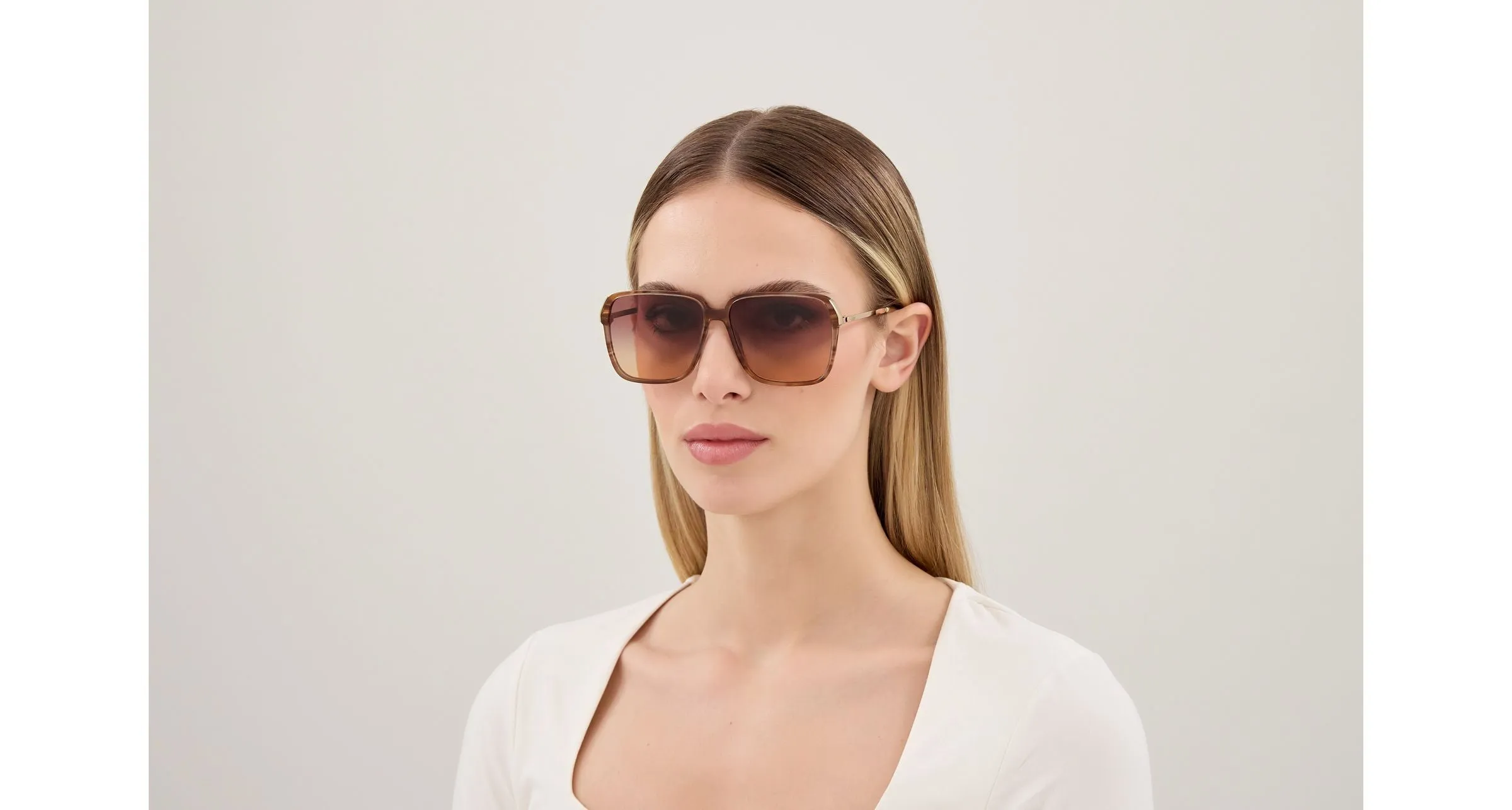Chloé CH0405S 004 Occhiali da sole Acetato Havana Marrone Squadrata Sfumato - immagine 2