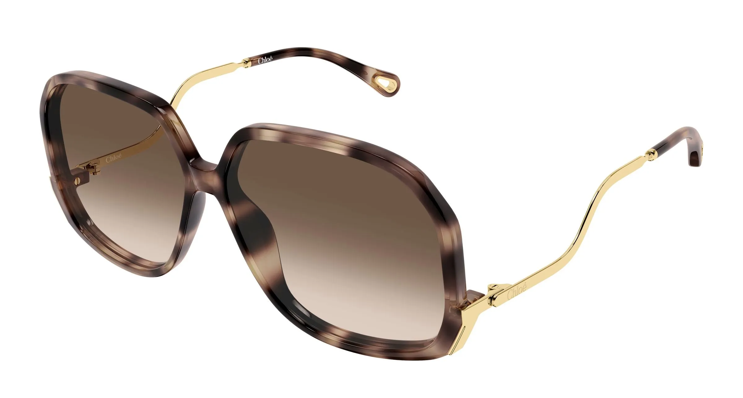 Chloé CH0404S 003 Occhiali da sole Acetato Havana Marrone Geometrica Sfumato - immagine 1