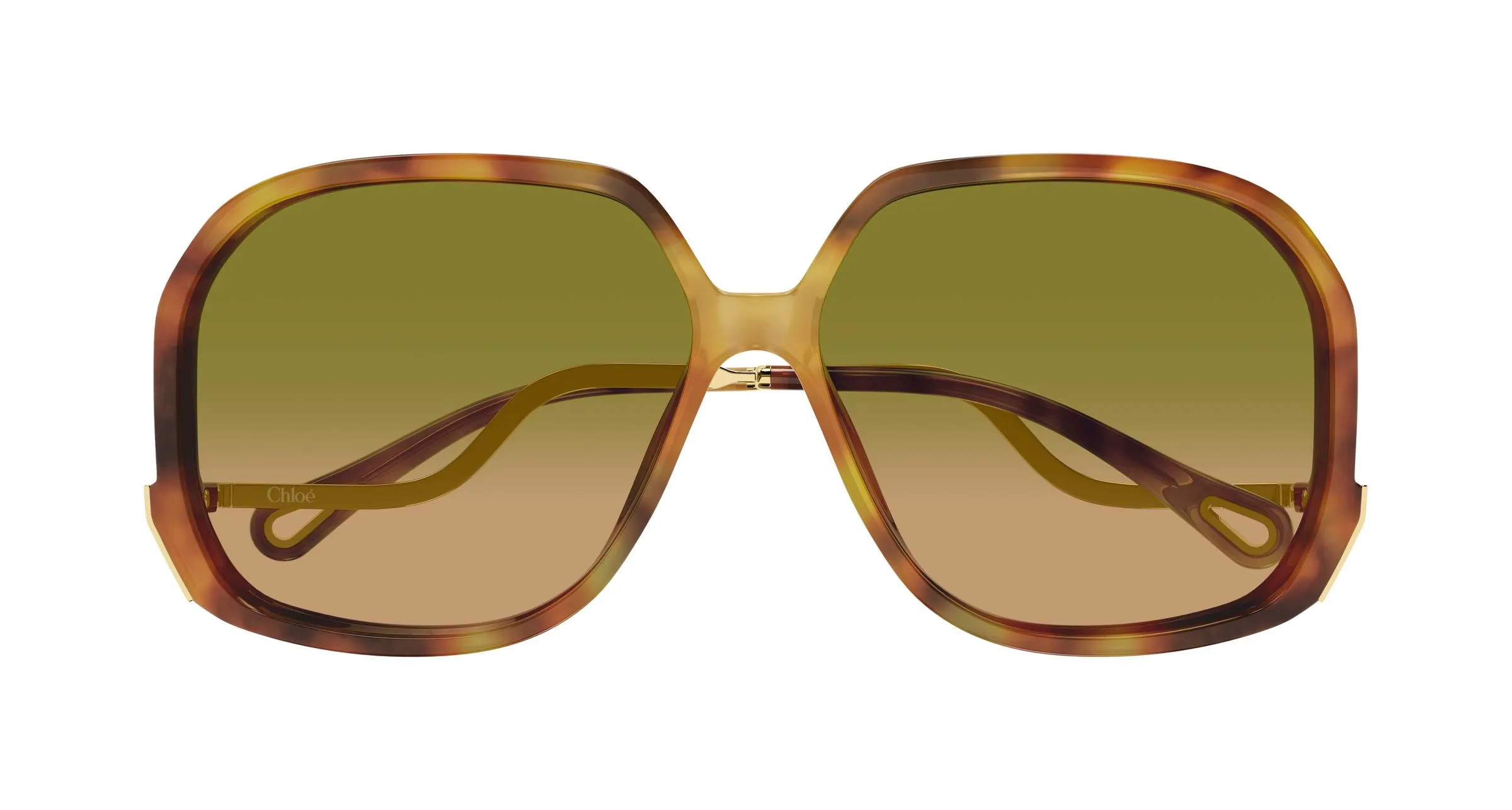 Chloé CH0404S 002 Occhiali da sole Acetato Havana Verde Geometrica Sfumato - immagine 2