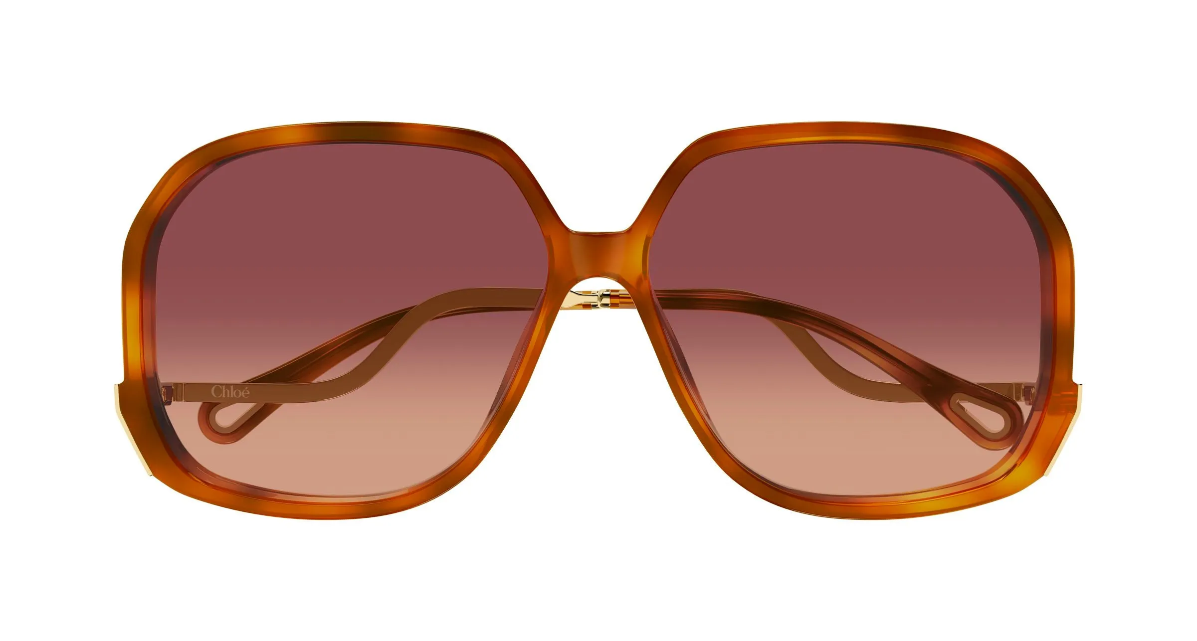 Chloé CH0404S 001 Occhiali da sole Acetato Havana Rosso Geometrica Sfumato - immagine 2