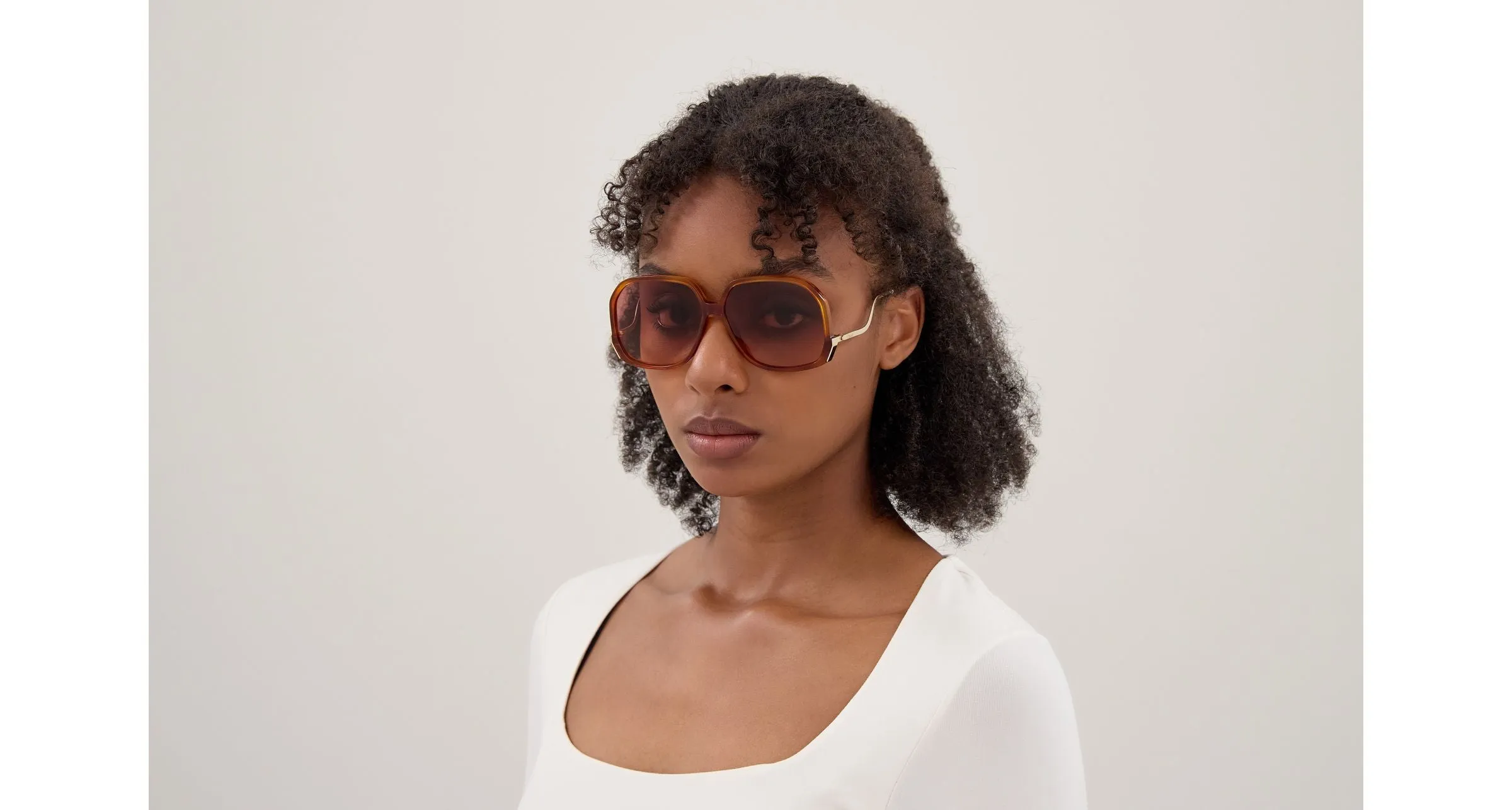 Chloé CH0404S 001 Occhiali da sole Acetato Havana Rosso Geometrica Sfumato - immagine 3