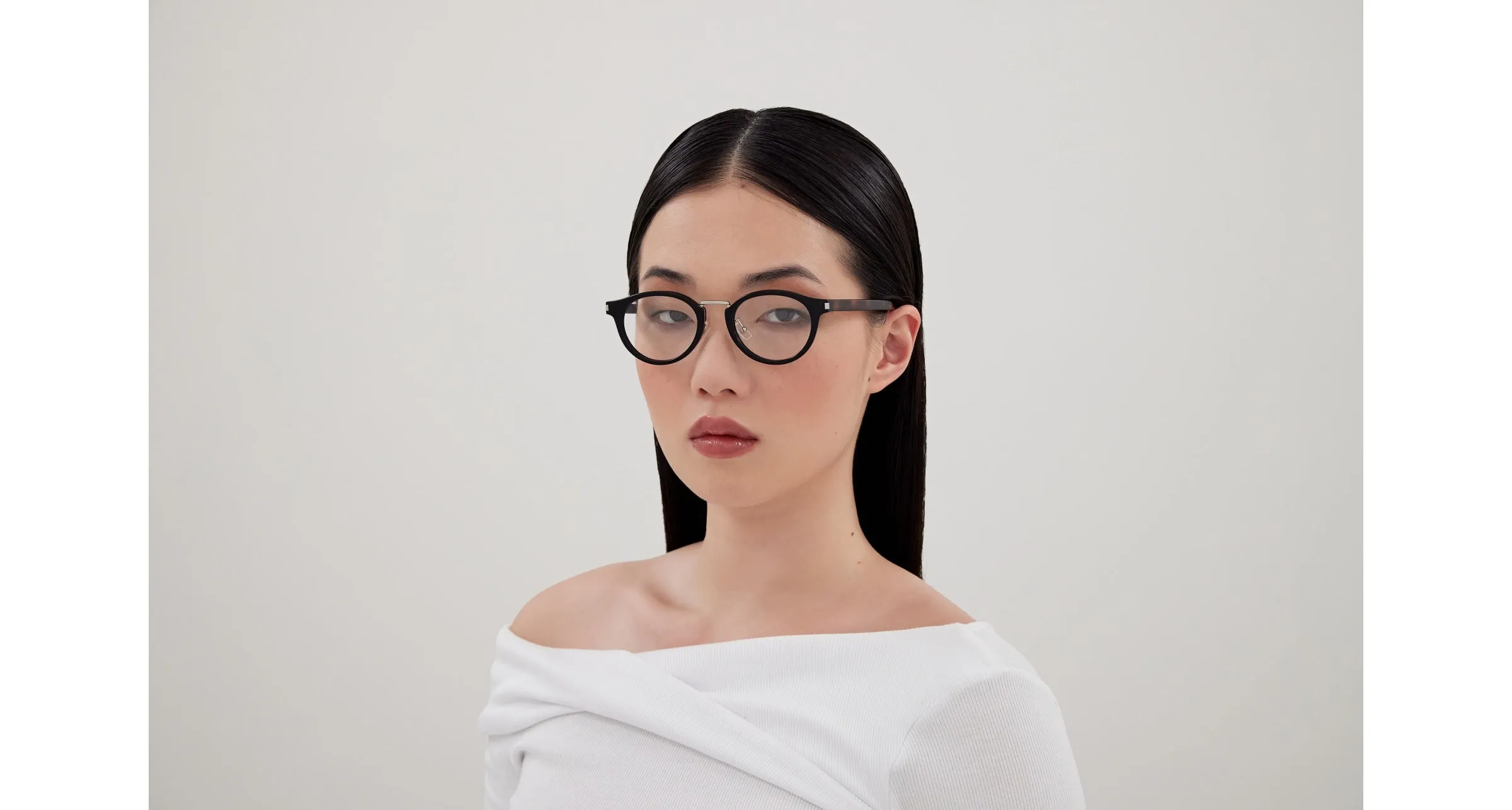 SAINT LAURENT SL 728/J 004 Montature da vista Acetato Nero Trasparente Rotonda - immagine 4