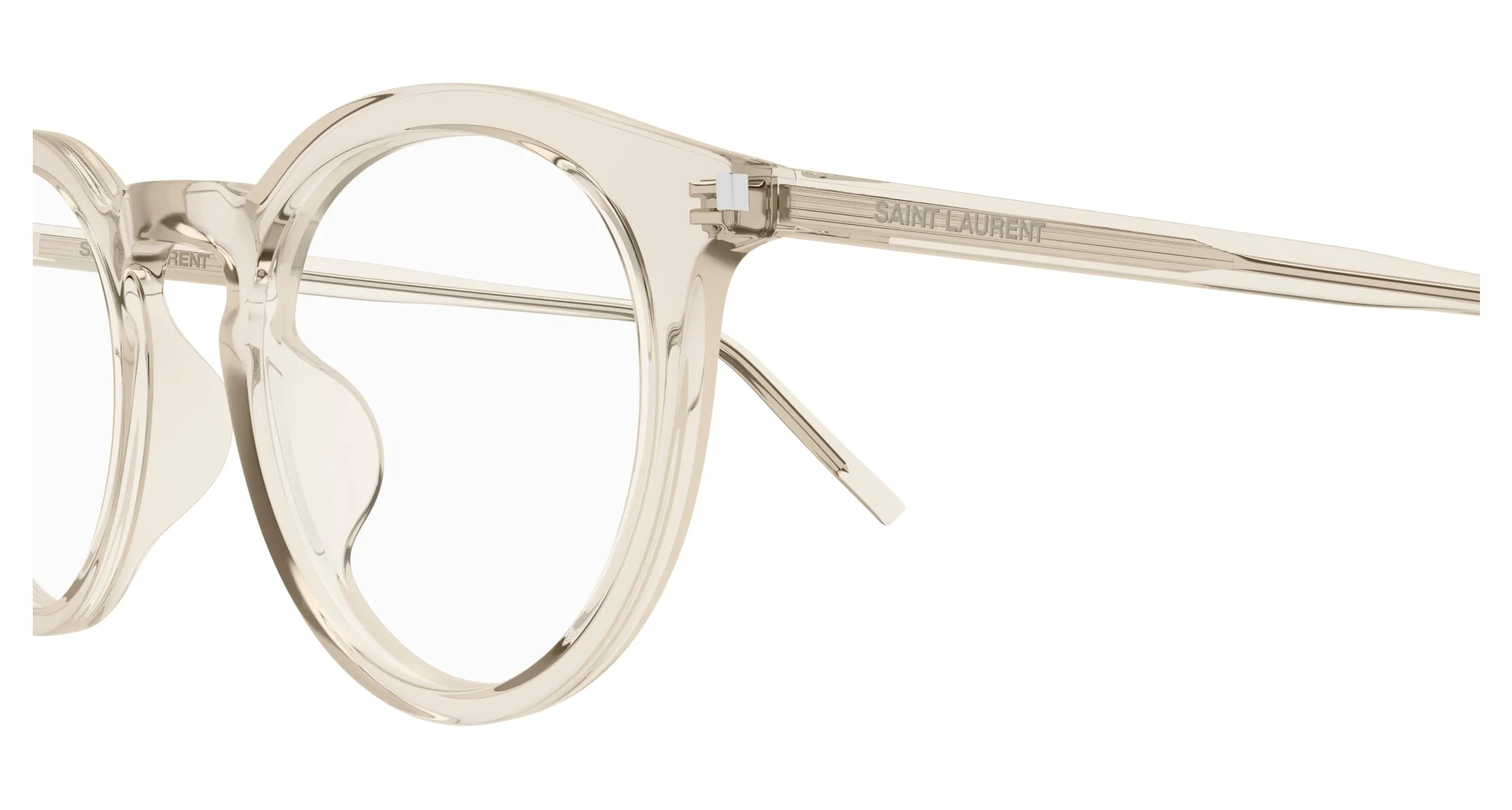 SAINT LAURENT SL 347/F 004 Montature da vista Acetato Beige Trasparente Rotonda - immagine 3