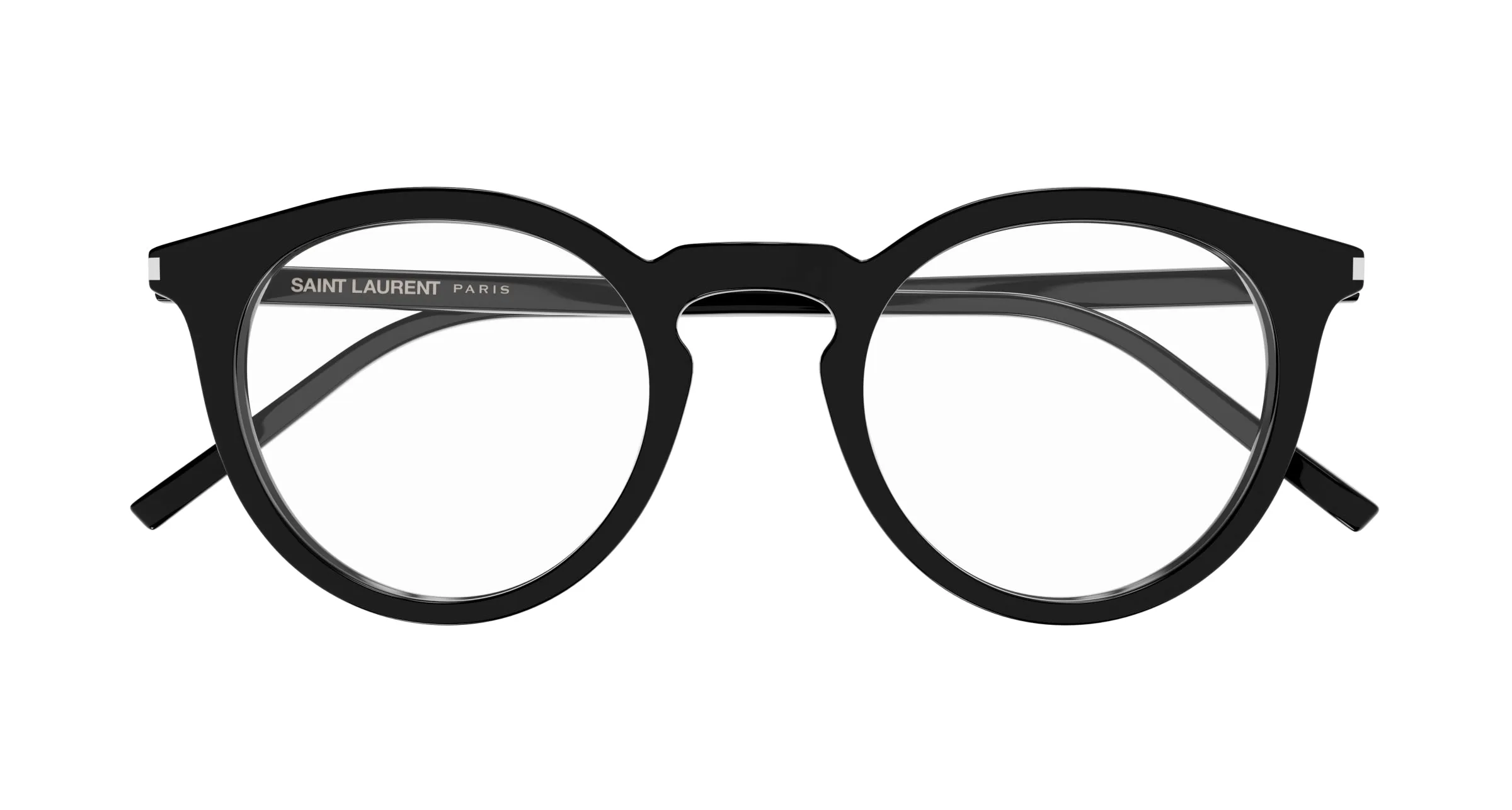 SAINT LAURENT SL 347/F 001 Montature da vista Acetato Nero Trasparente Rotonda - immagine 2