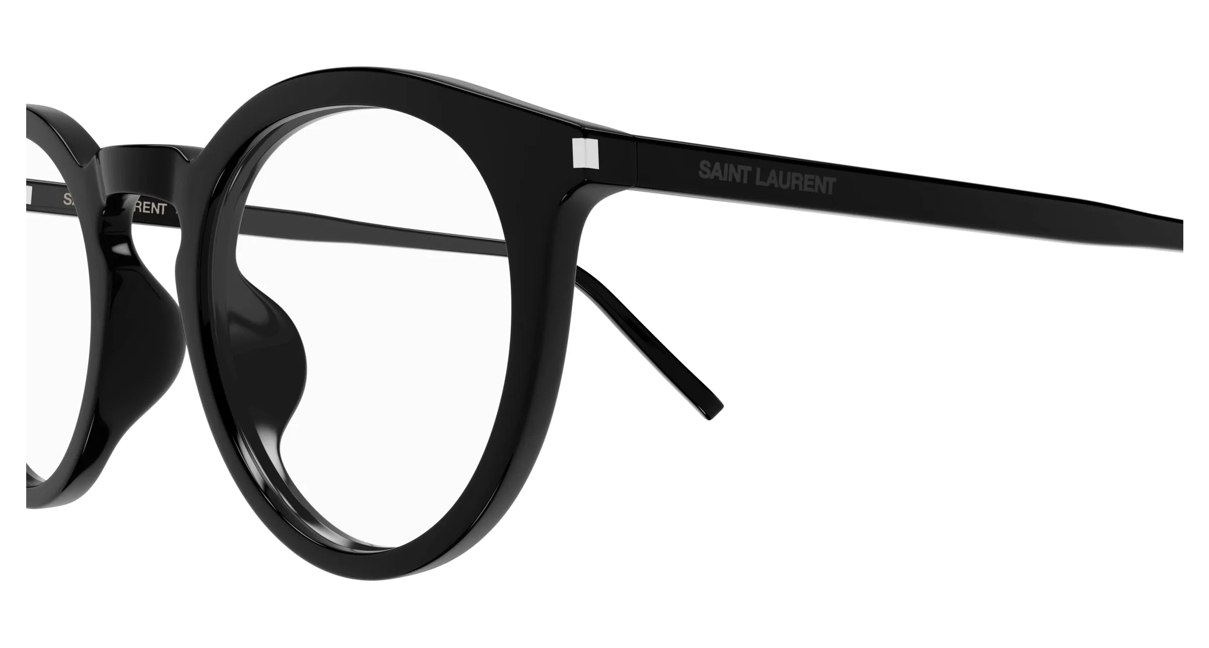 SAINT LAURENT SL 347/F 001 Montature da vista Acetato Nero Trasparente Rotonda - immagine 3