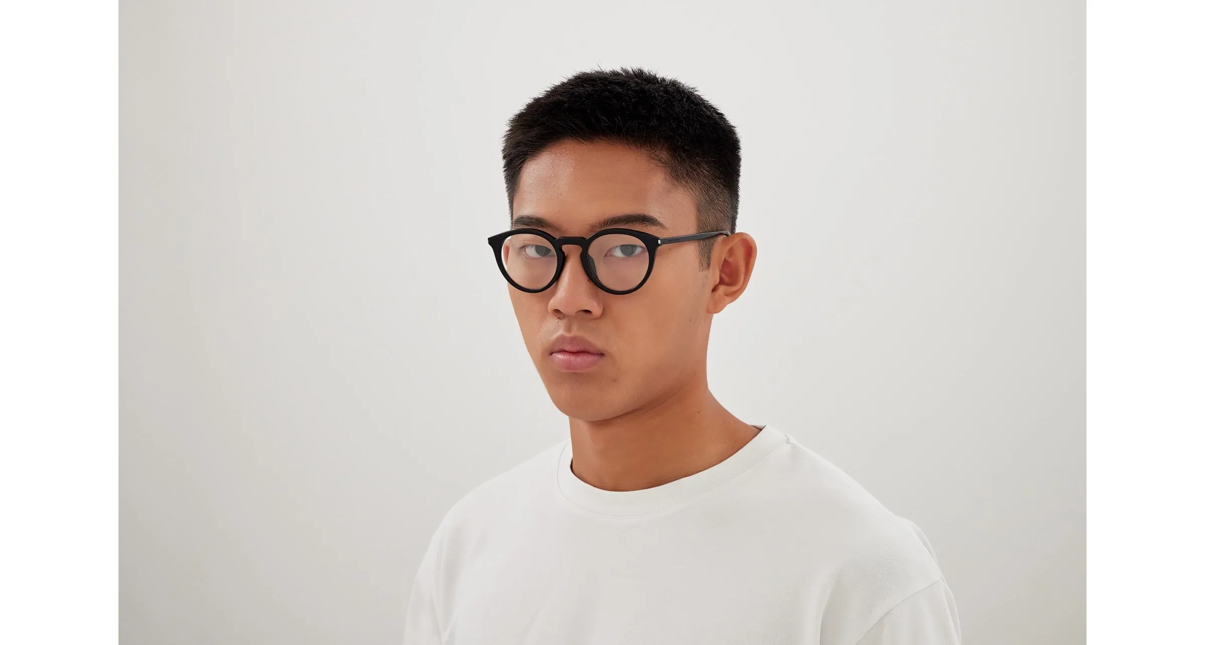 SAINT LAURENT SL 347/F 001 Montature da vista Acetato Nero Trasparente Rotonda - immagine 4