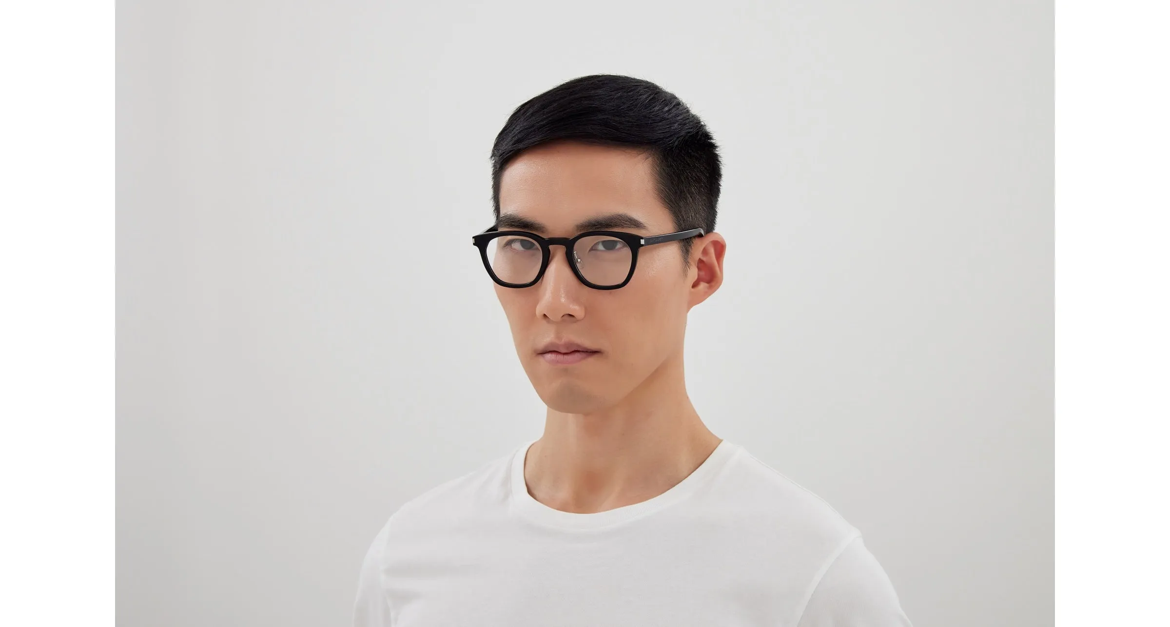 SAINT LAURENT SL 28/J 001 Montature da vista Acetato Nero Trasparente Squadrata - immagine 4