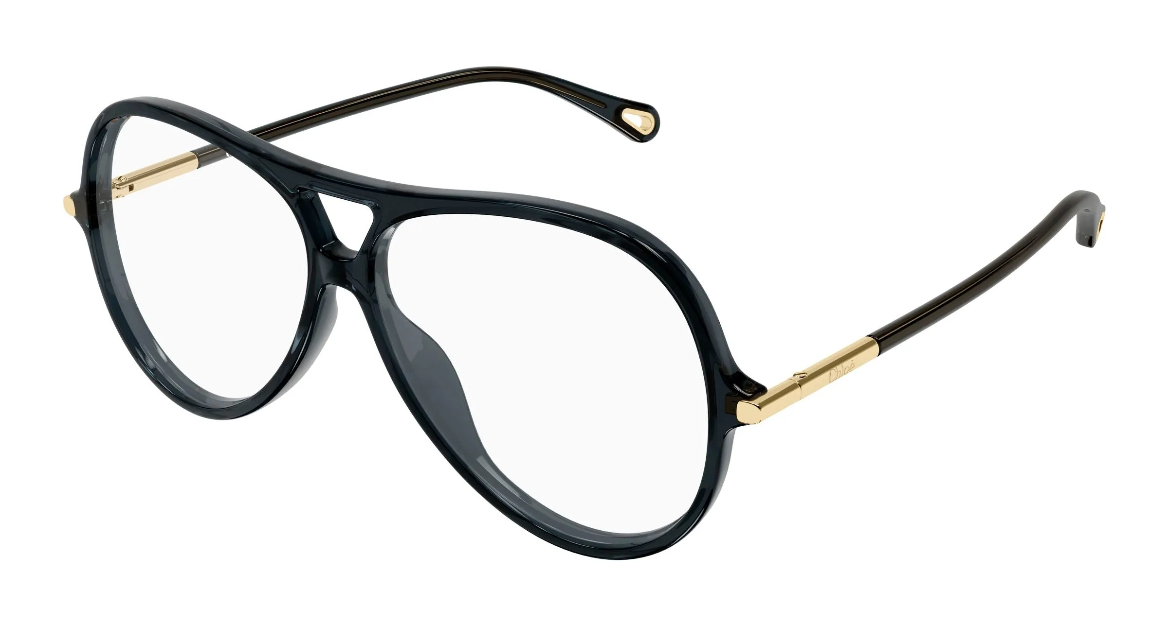 Chloé CH0398O 001 Montature da vista Acetato Grigio Trasparente Rotonda - immagine 1
