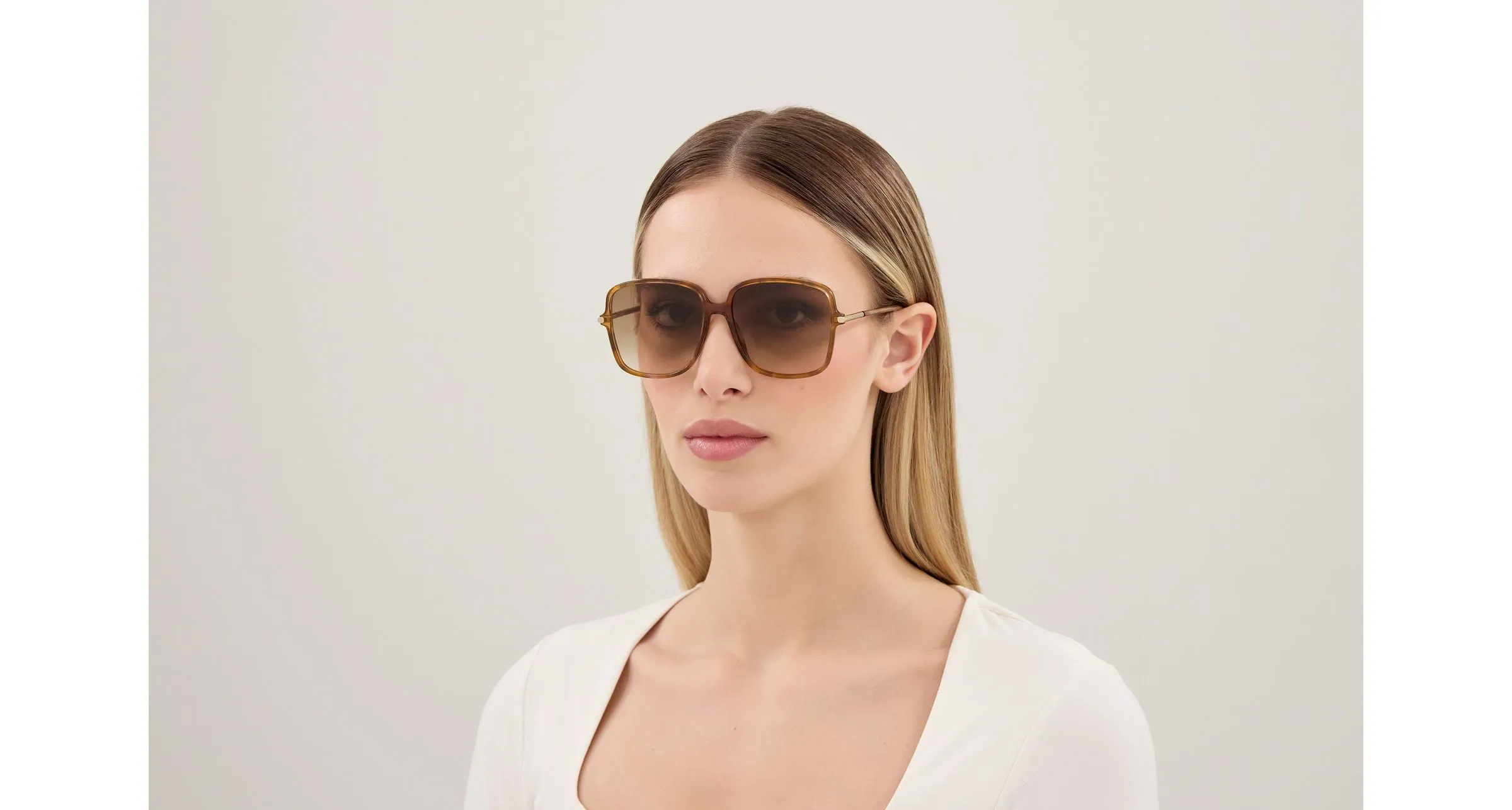Chloé CH0396S 003 Occhiali da sole Acetato Havana Marrone Squadrata Sfumato - immagine 2
