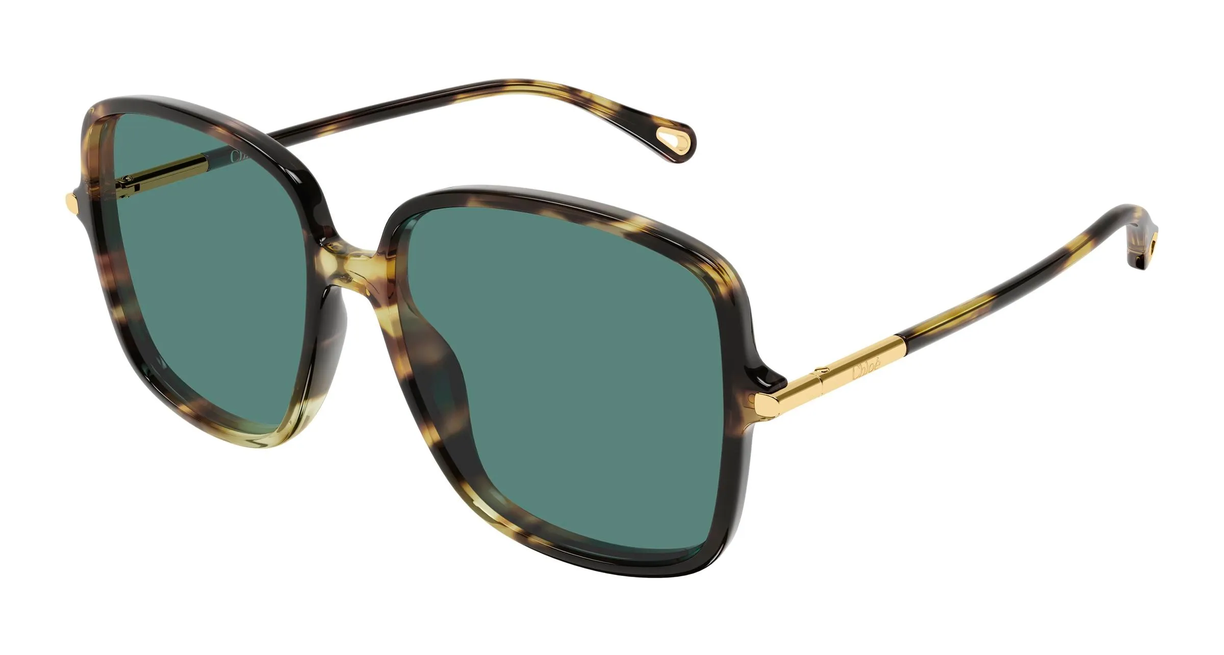 Chloé CH0396S 002 Occhiali da sole Acetato Havana Verde Squadrata - immagine 1