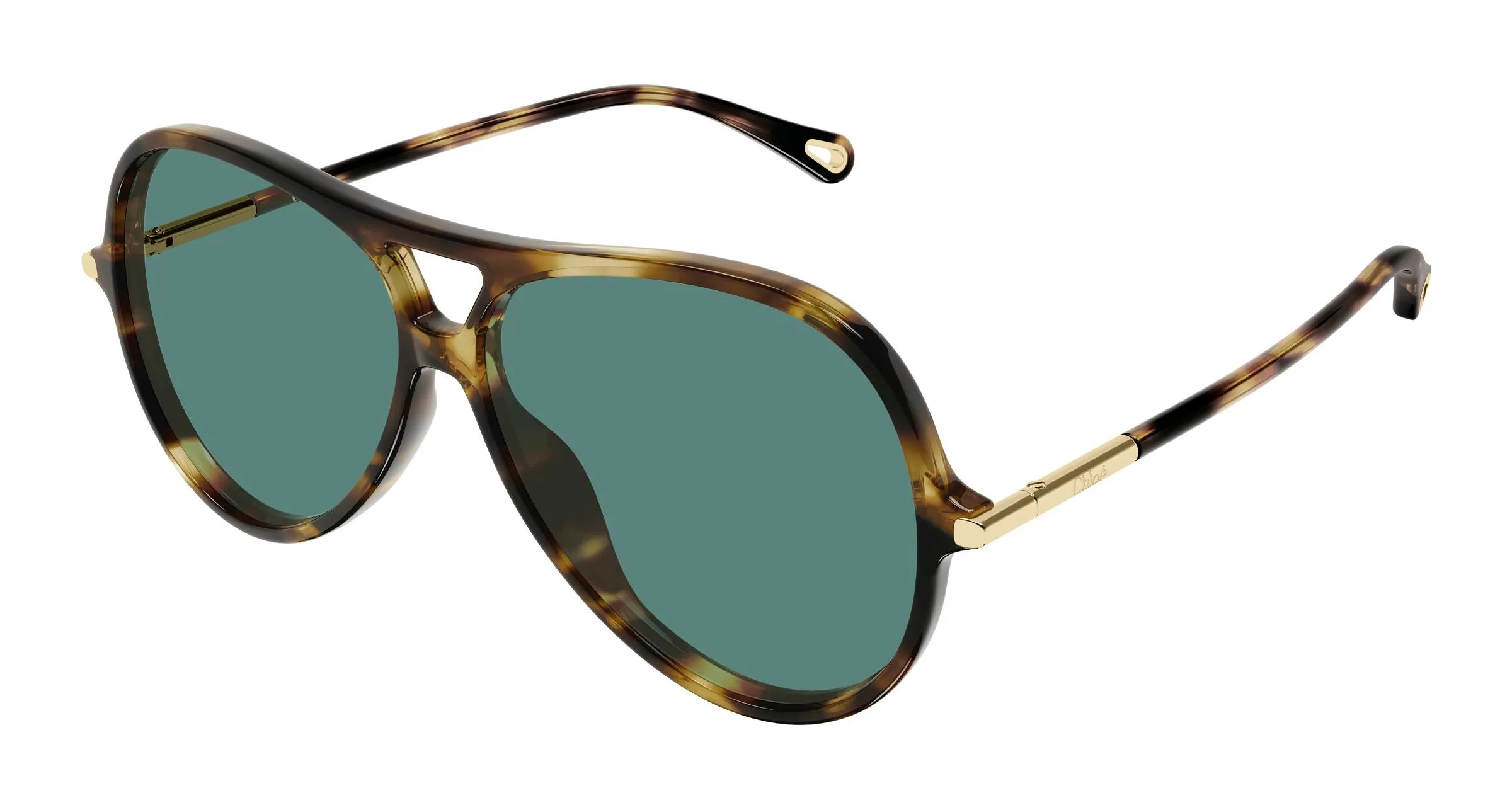Chloé CH0395S 002 Occhiali da sole Acetato Havana Verde Rotonda - immagine 1