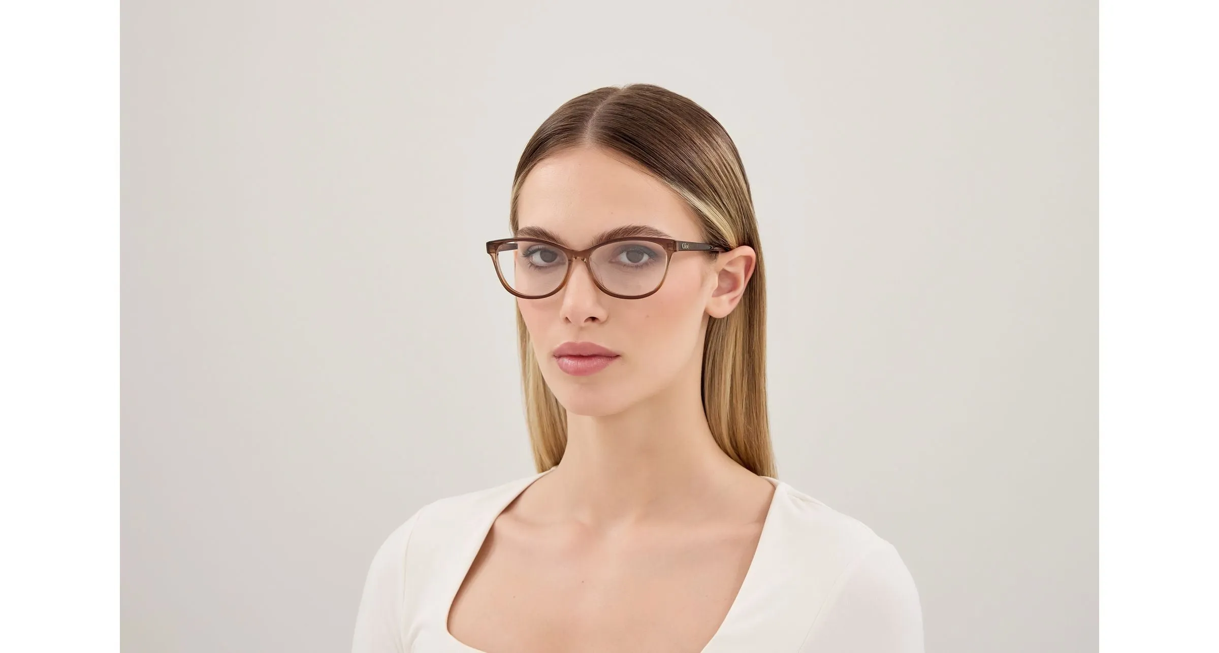 Chloé CH0394OL 005 Montature da vista Acetato Marrone Trasparente Cat Eye - immagine 2