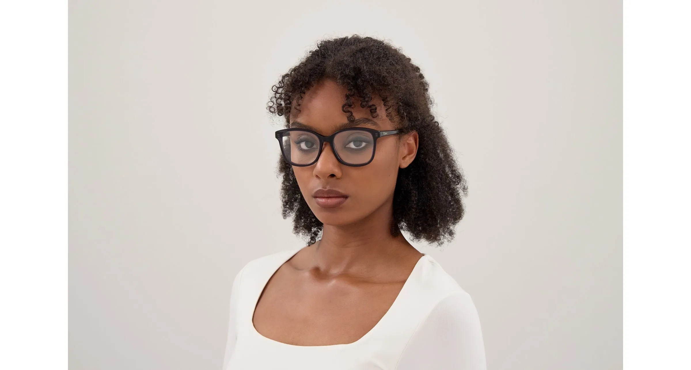 Chloé CH0393O 001 Montature da vista Acetato Grigio Trasparente Cat Eye - immagine 2