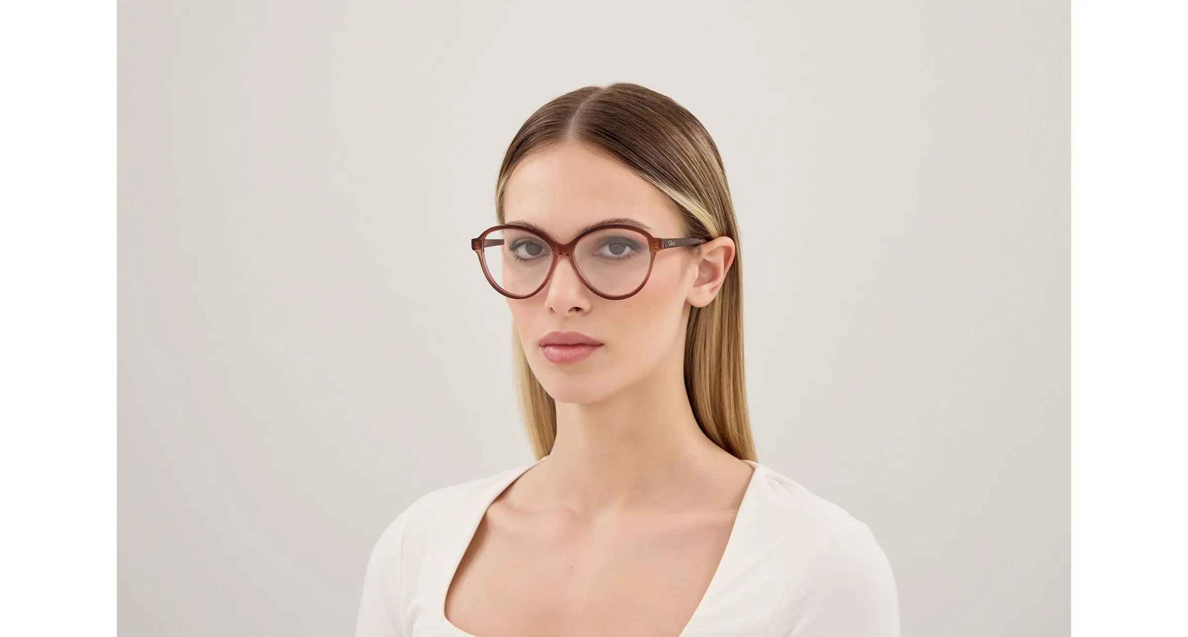 Chloé CH0392O 004 Montature da vista Acetato Bordeaux Trasparente Rotonda - immagine 2