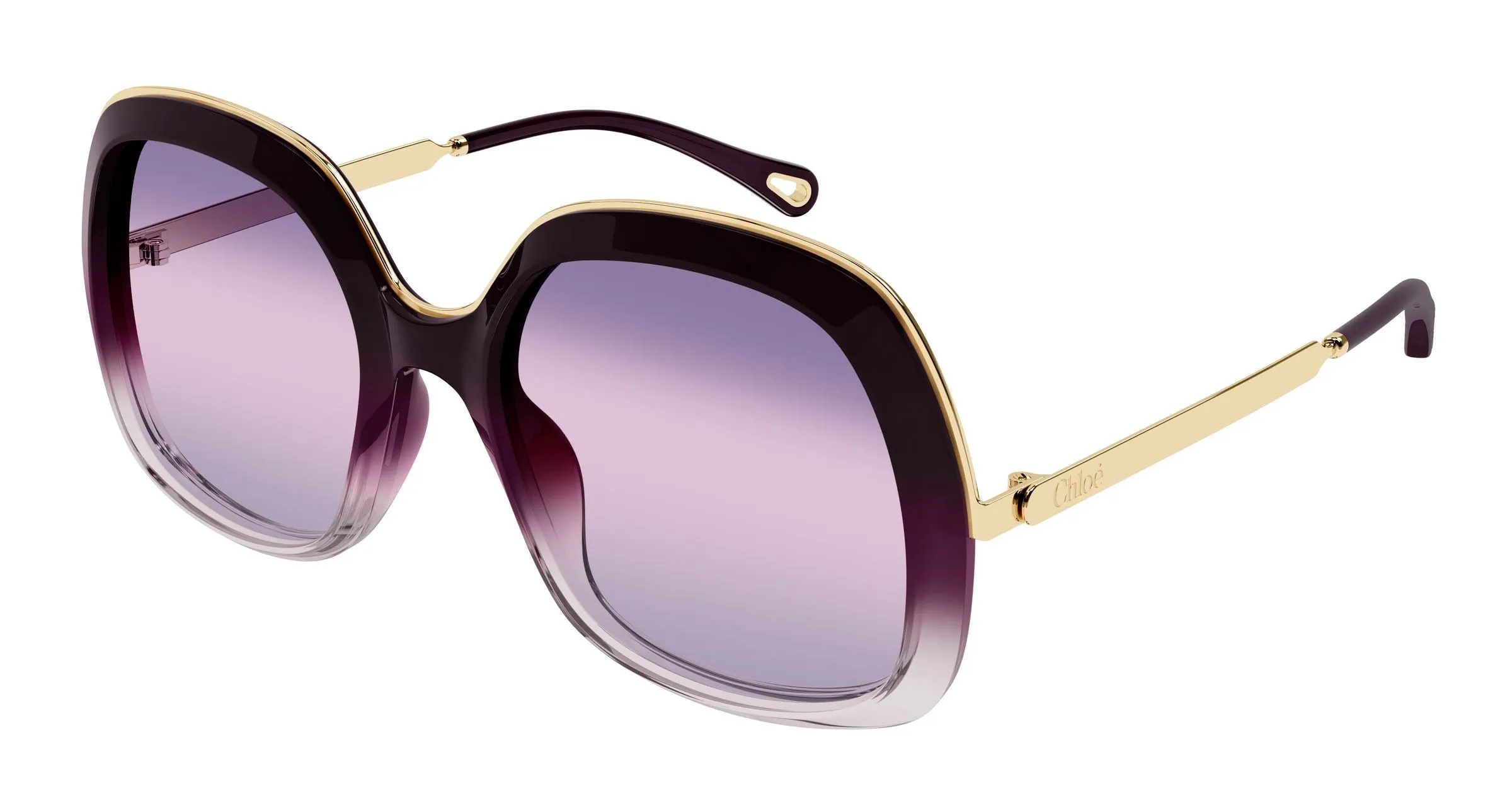 Chloé CH0327S 004 Occhiali da sole Acetato Bordeaux Viola Squadrata Sfumato - immagine 1