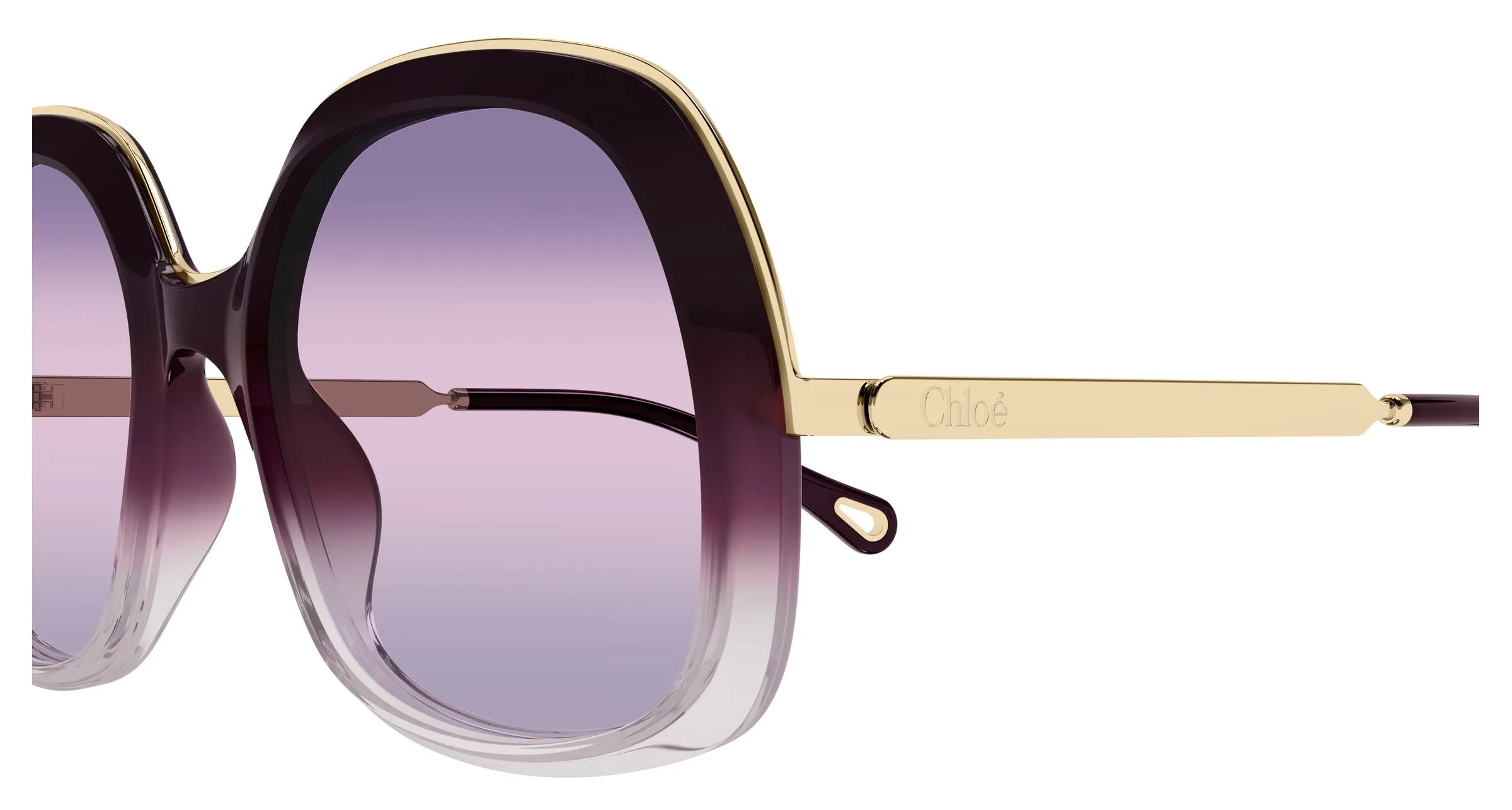 Chloé CH0327S 004 Occhiali da sole Acetato Bordeaux Viola Squadrata Sfumato - immagine 3