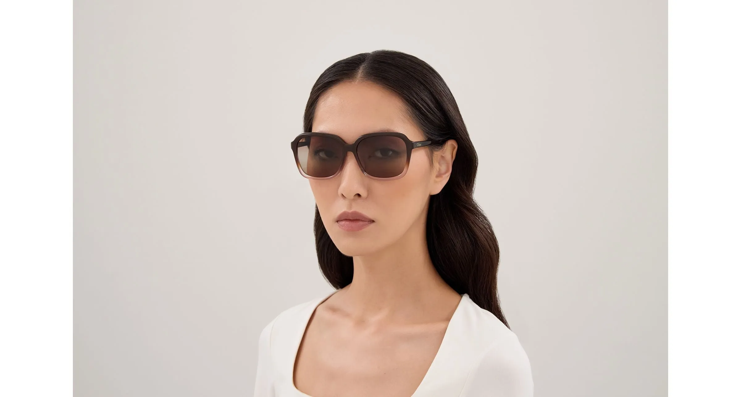 Chloé CH0390SK 003 Occhiali da sole Acetato Marrone Marrone Squadrata Sfumato - immagine 3