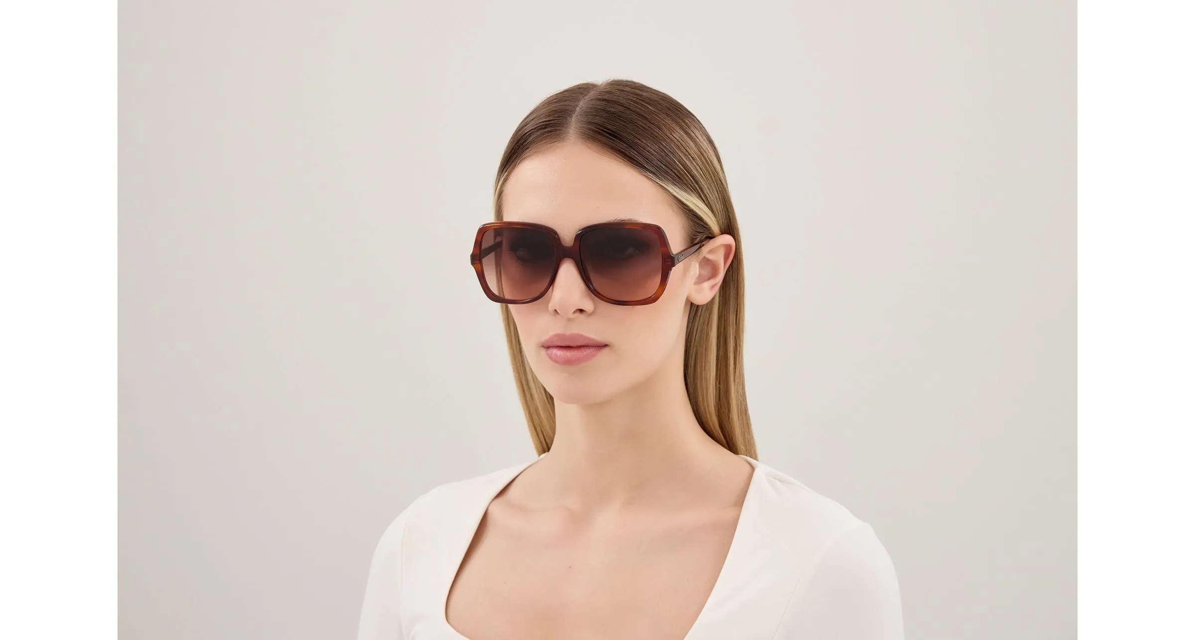 Chloé CH0388S 002 Occhiali da sole Acetato Havana Rame Squadrata Sfumato - immagine 2