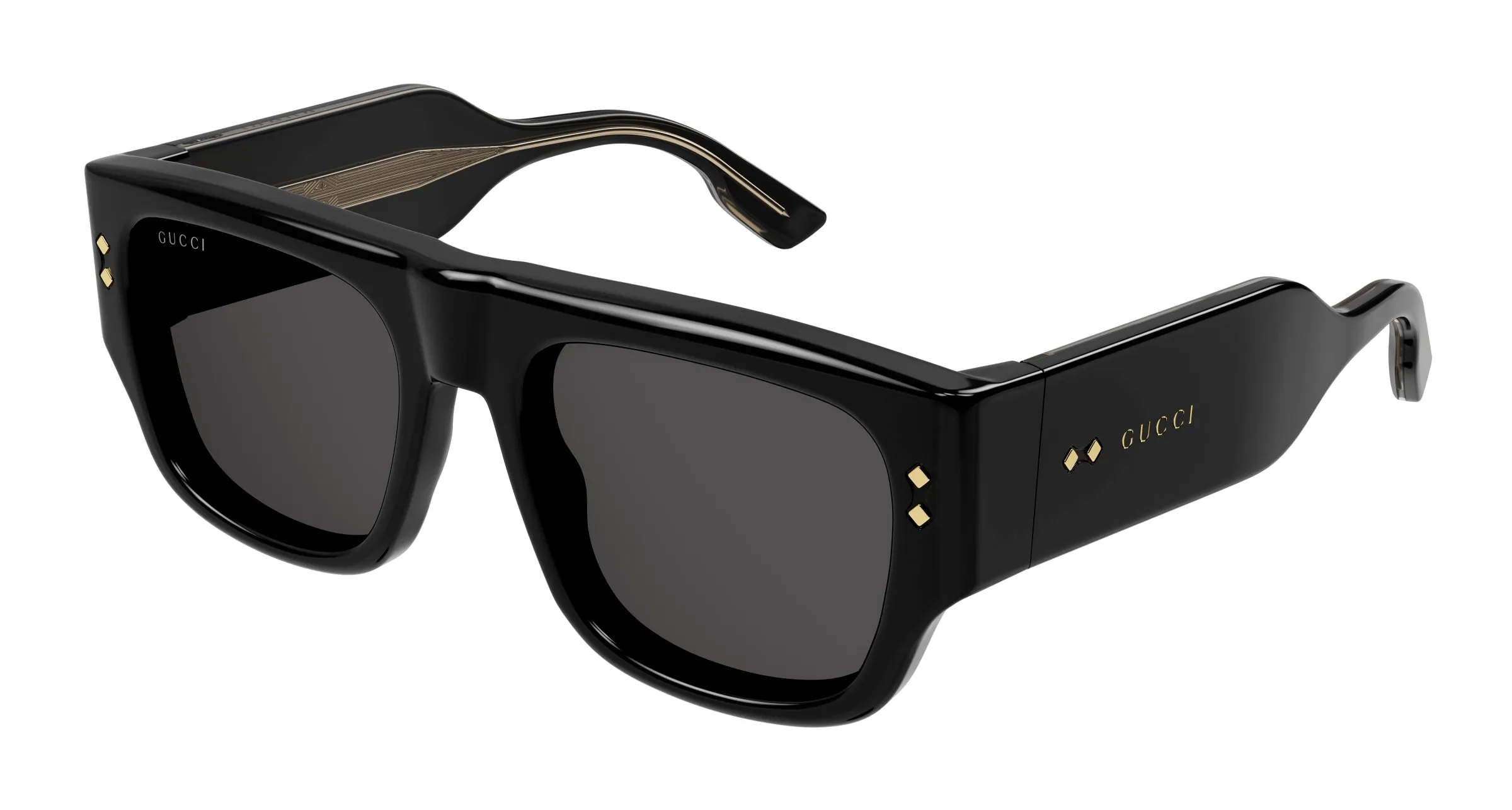 Gucci GG1262S 001 Occhiali da sole Acetato Nero Grigio Squadrata - immagine 1