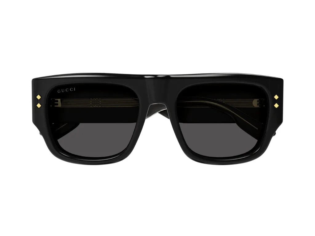 Gucci GG1262S 001 Occhiali da sole Acetato Nero Grigio Squadrata - immagine 2