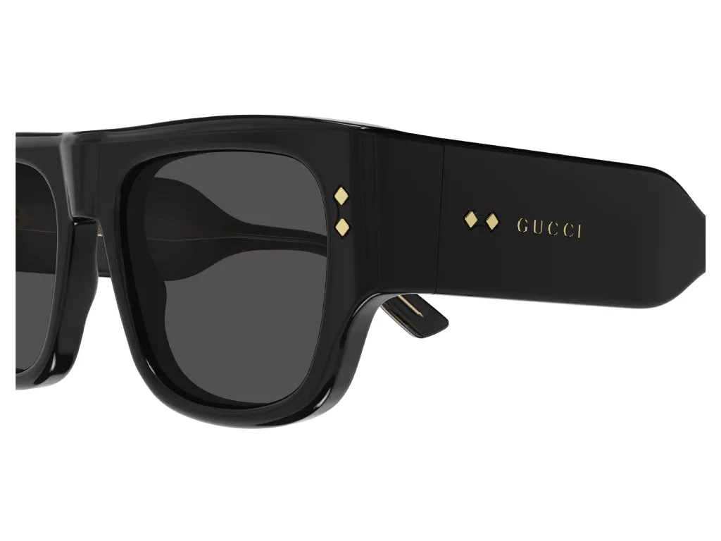 Gucci GG1262S 001 Occhiali da sole Acetato Nero Grigio Squadrata - immagine 4