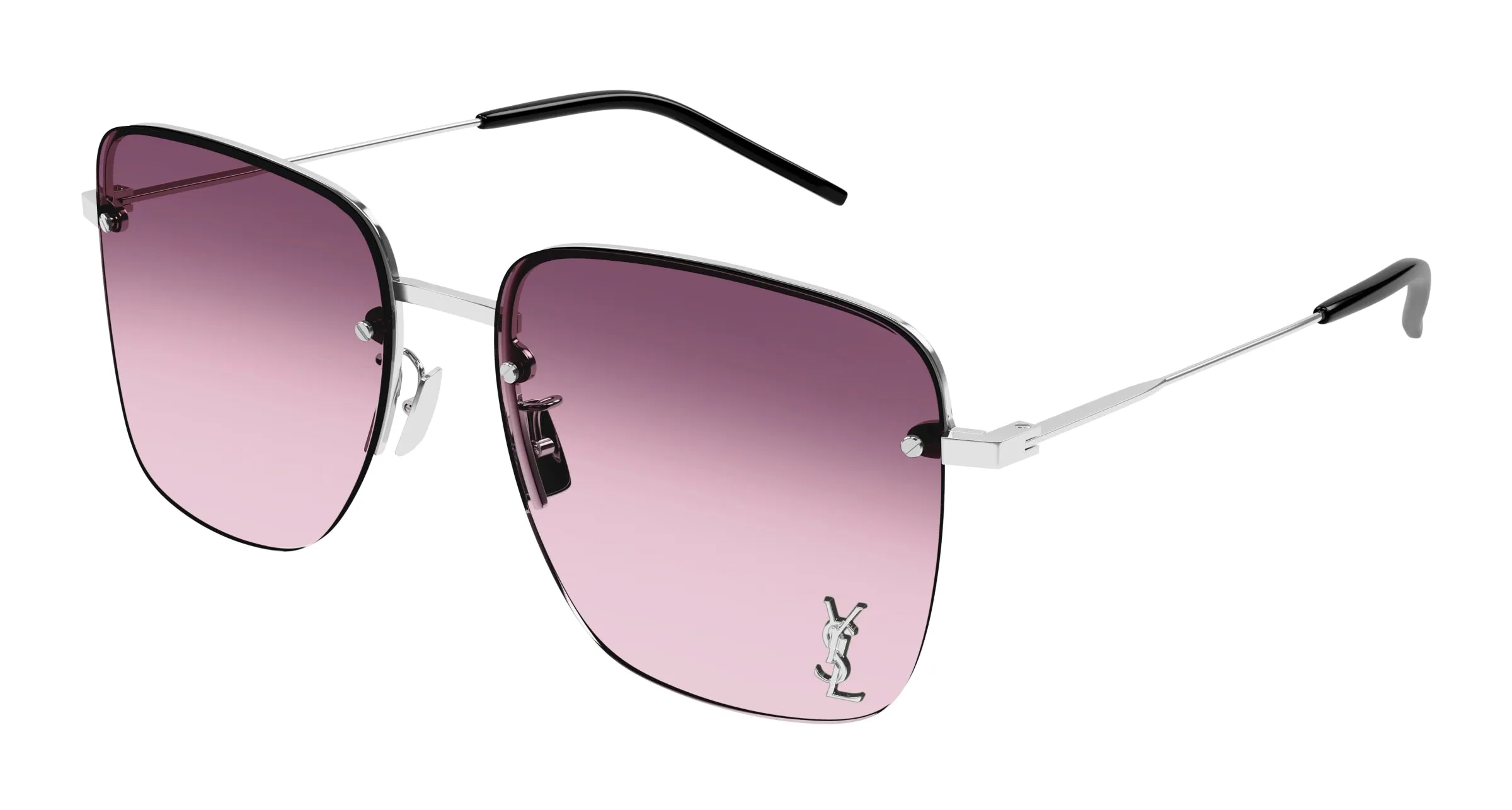 SAINT LAURENT SL 312 M 011 Occhiali da sole Metallo Argento Rosso Squadrata Sfumato - immagine 1