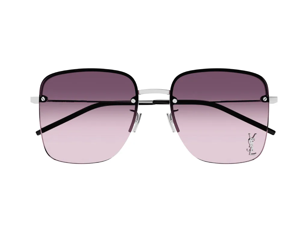 SAINT LAURENT SL 312 M 011 Occhiali da sole Metallo Argento Rosso Squadrata Sfumato - immagine 2