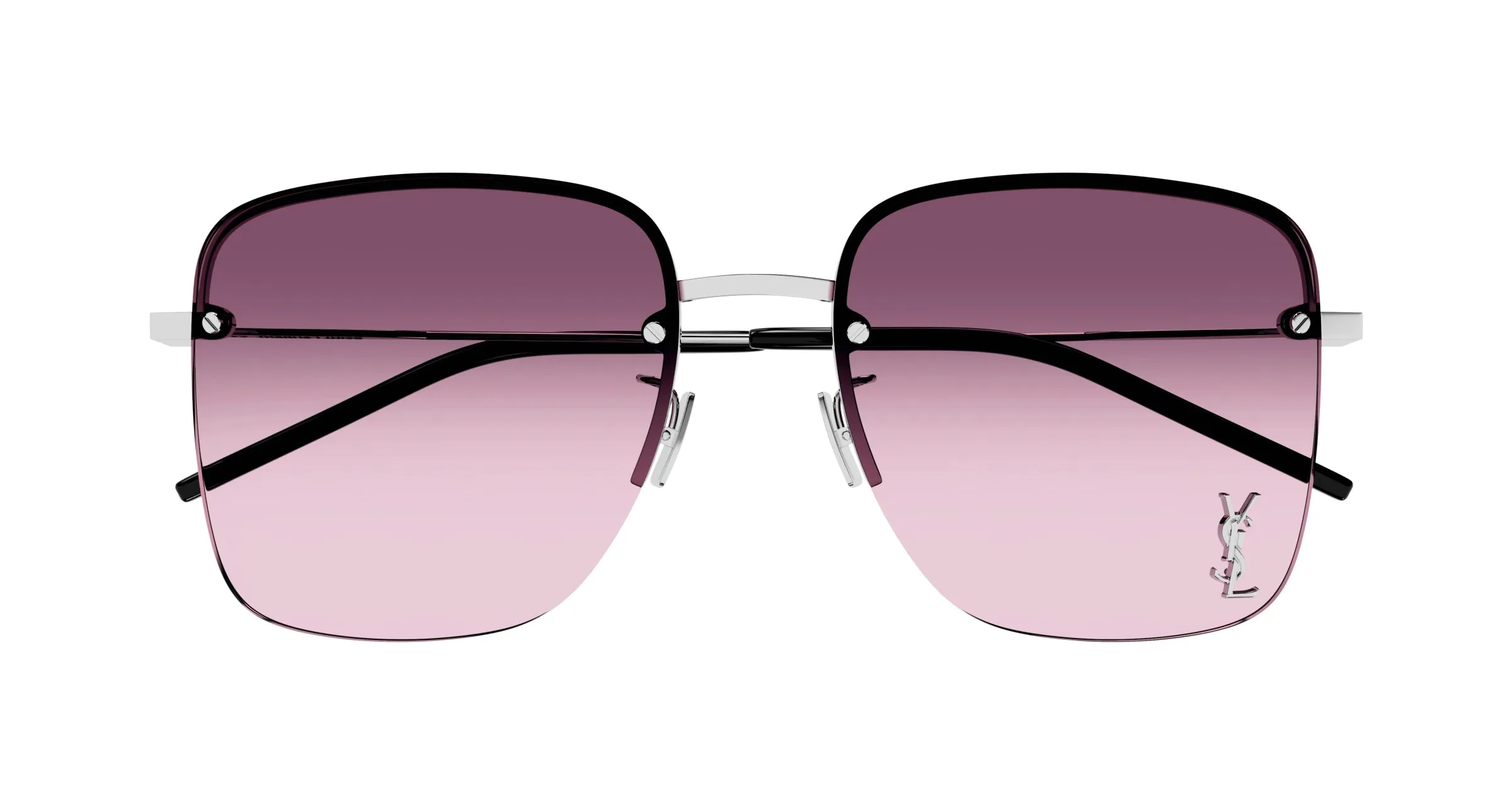 SAINT LAURENT SL 312 M 011 Occhiali da sole Metallo Argento Rosso Squadrata Sfumato - immagine 3