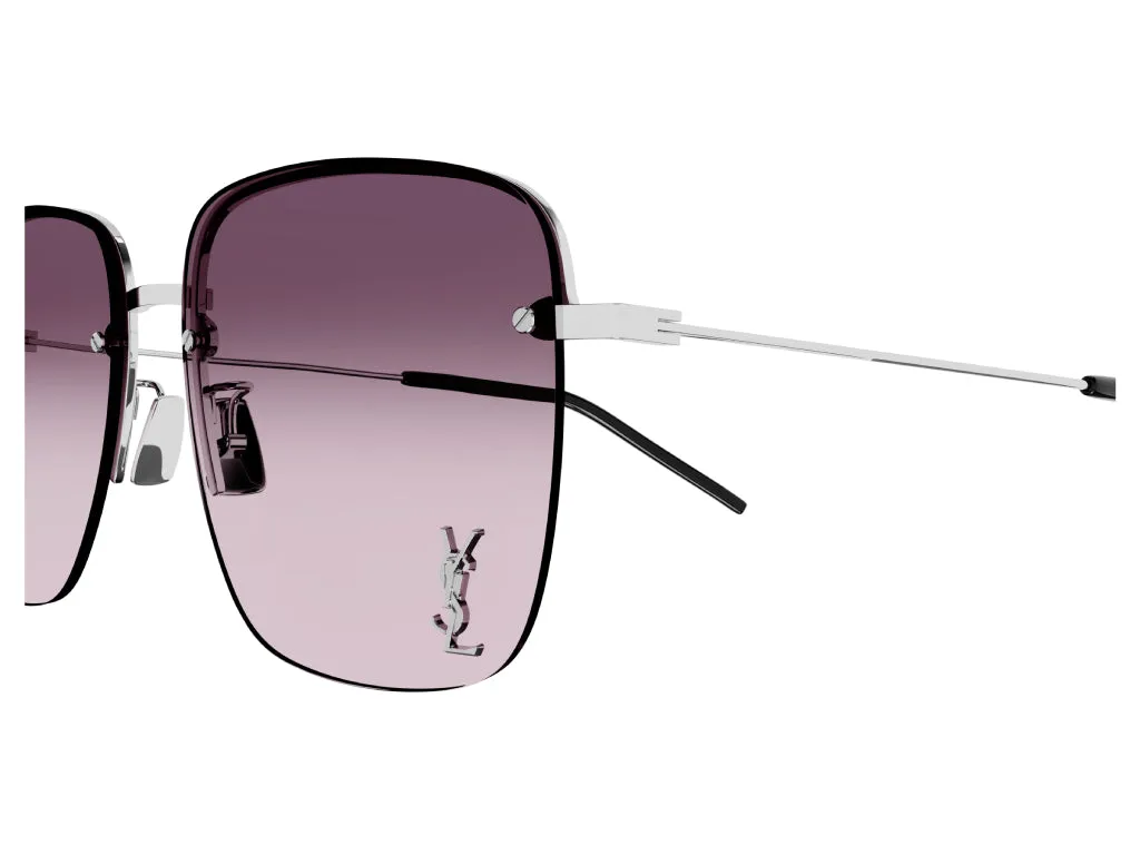 SAINT LAURENT SL 312 M 011 Occhiali da sole Metallo Argento Rosso Squadrata Sfumato - immagine 4
