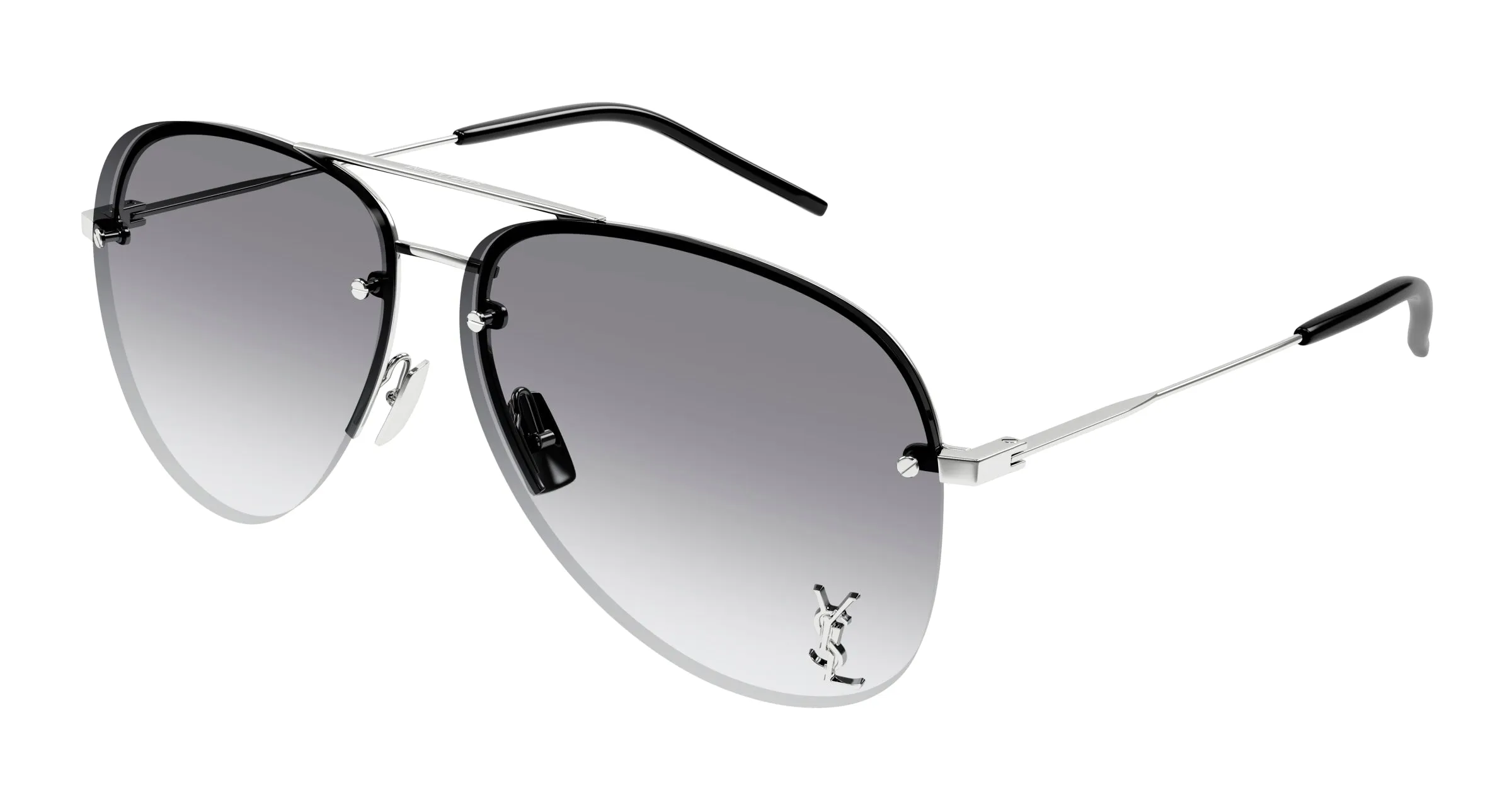 SAINT LAURENT CLASSIC 11 M 005 Occhiali da sole Metallo Argento Grigio Pilot Sfumato - immagine 1