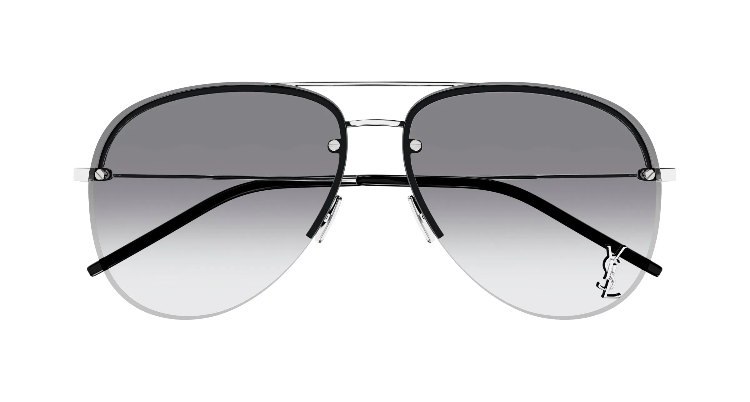 SAINT LAURENT CLASSIC 11 M 005 Occhiali da sole Metallo Argento Grigio Pilot Sfumato - immagine 2