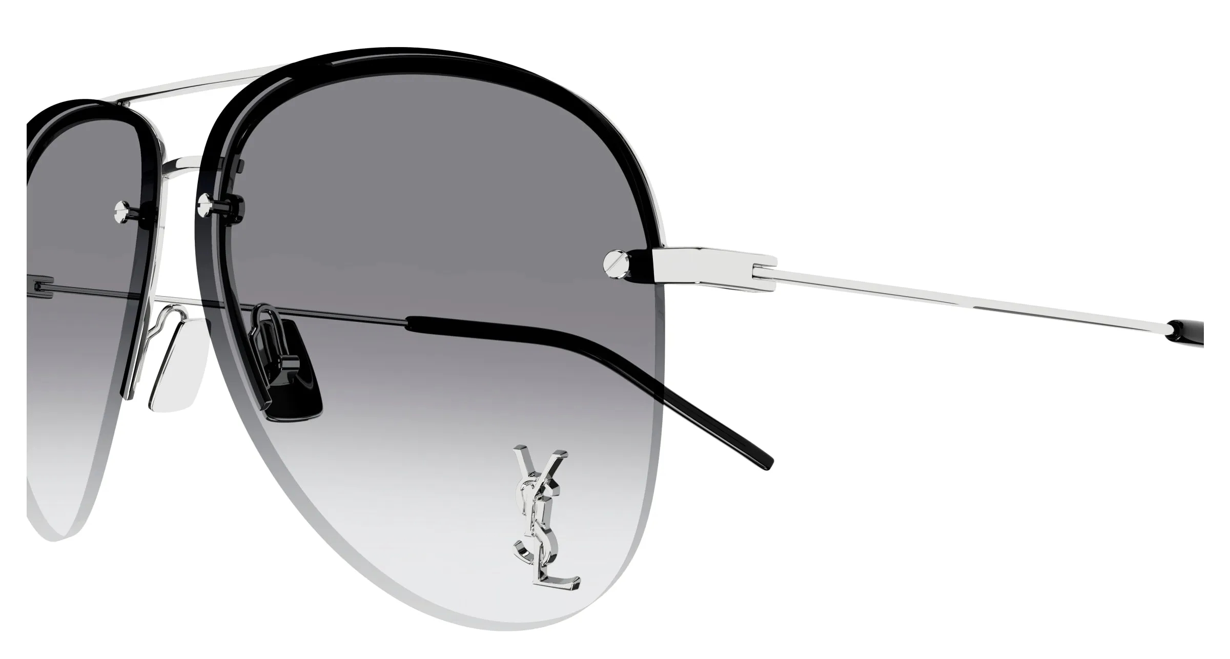 SAINT LAURENT CLASSIC 11 M 005 Occhiali da sole Metallo Argento Grigio Pilot Sfumato - immagine 3