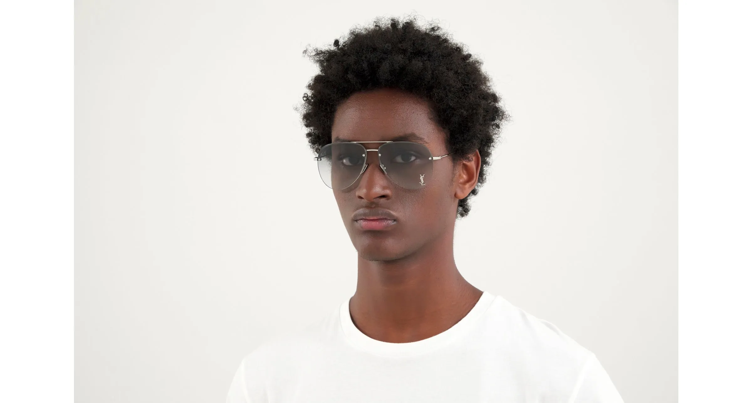 SAINT LAURENT CLASSIC 11 M 005 Occhiali da sole Metallo Argento Grigio Pilot Sfumato - immagine 4