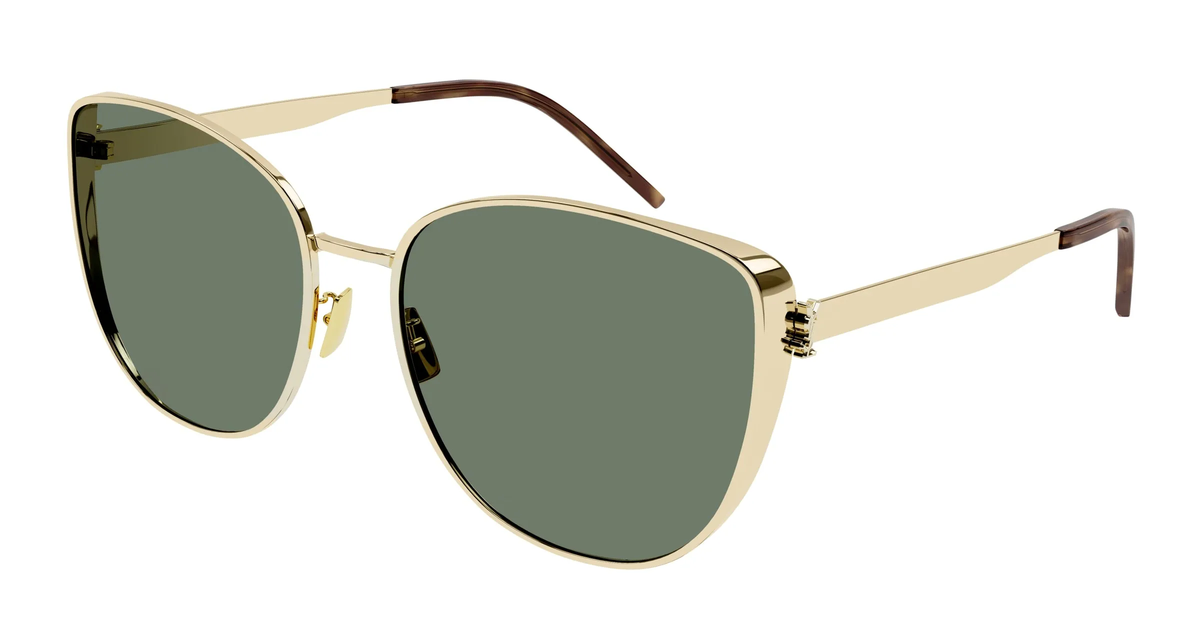 SAINT LAURENT Donna SL M89 003 Occhiali da sole Metallo Oro Verde Oversize - immagine 1