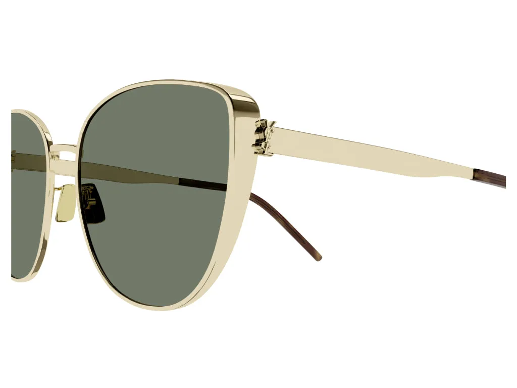 SAINT LAURENT Donna SL M89 003 Occhiali da sole Metallo Oro Verde Oversize - immagine 3