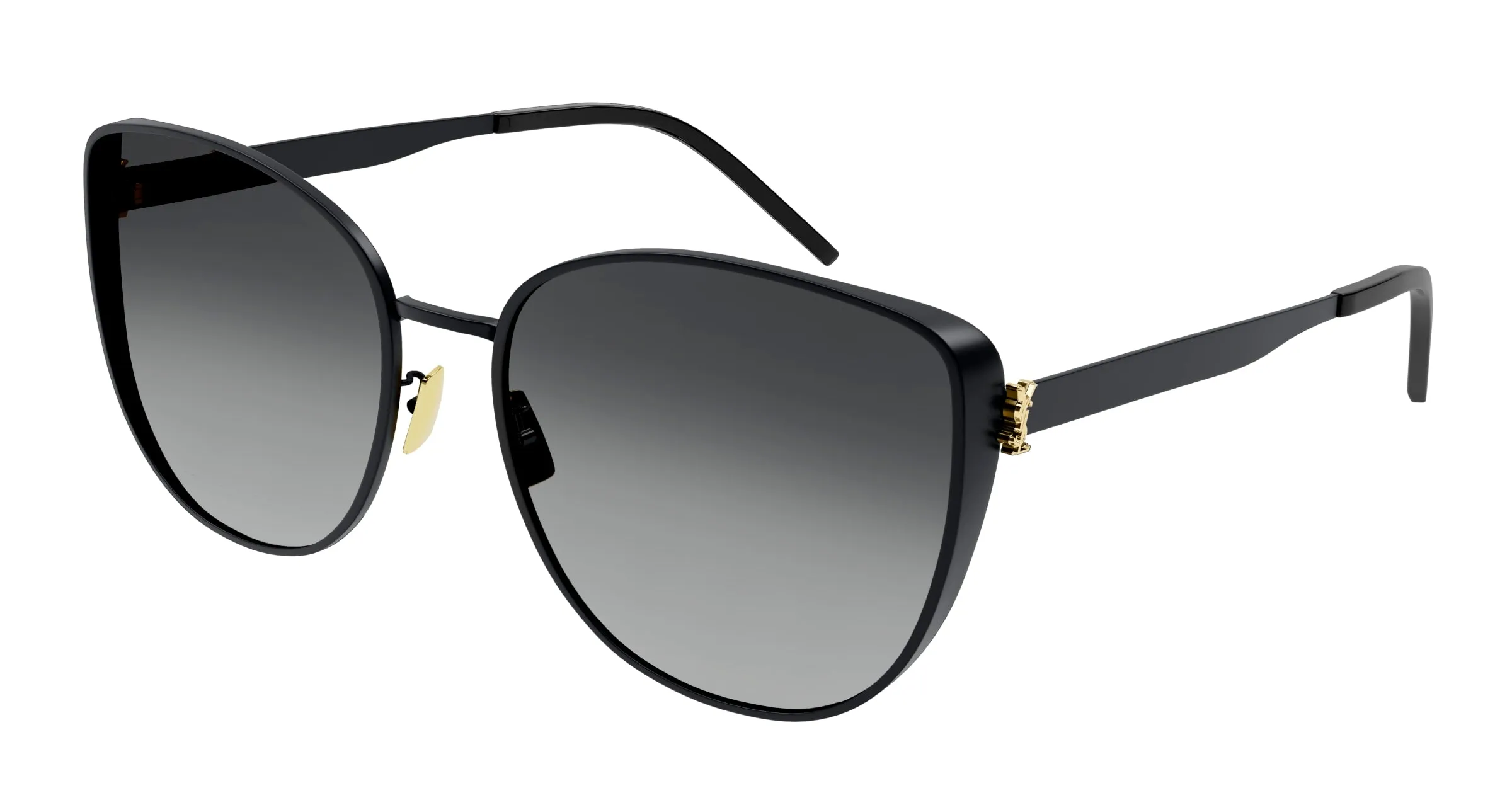 SAINT LAURENT Donna SL M89 002 Occhiali da sole Metallo Nero Grigio Oversize Sfumato - immagine 1