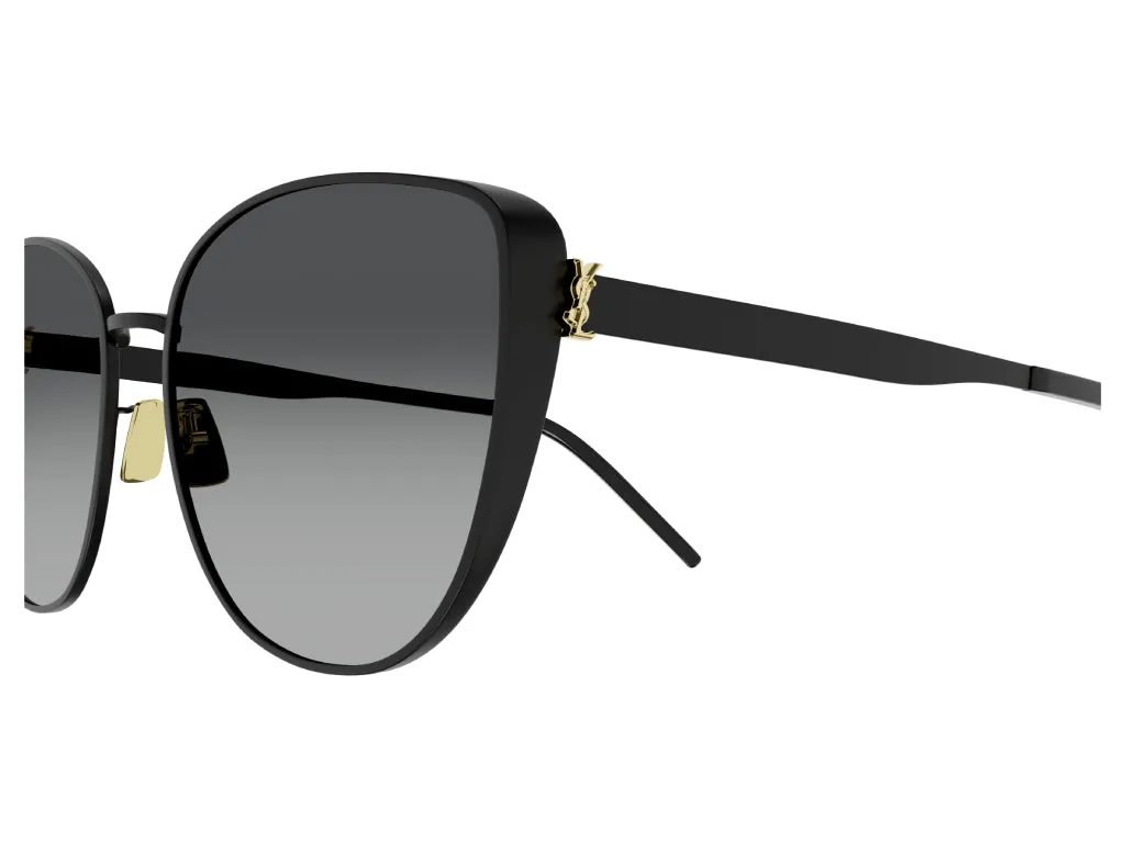 SAINT LAURENT Donna SL M89 002 Occhiali da sole Metallo Nero Grigio Oversize Sfumato - immagine 3