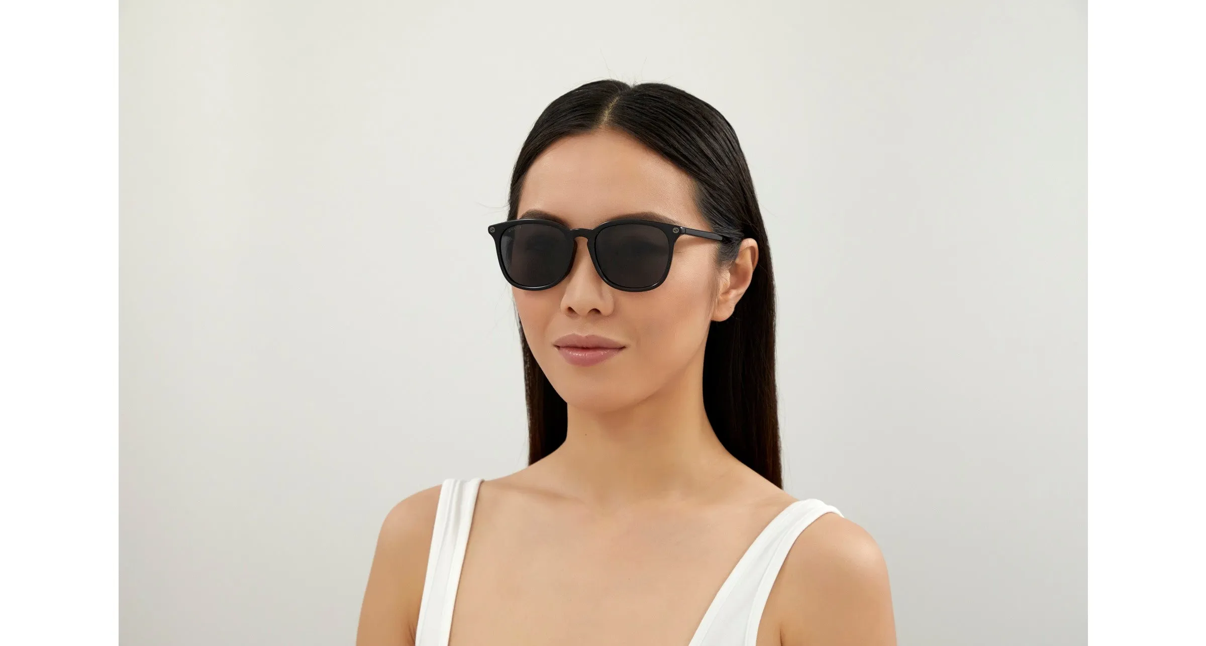Gucci GG0154SA 001 Occhiali da sole Acetato Nero Grigio Squadrata Normale - immagine 2