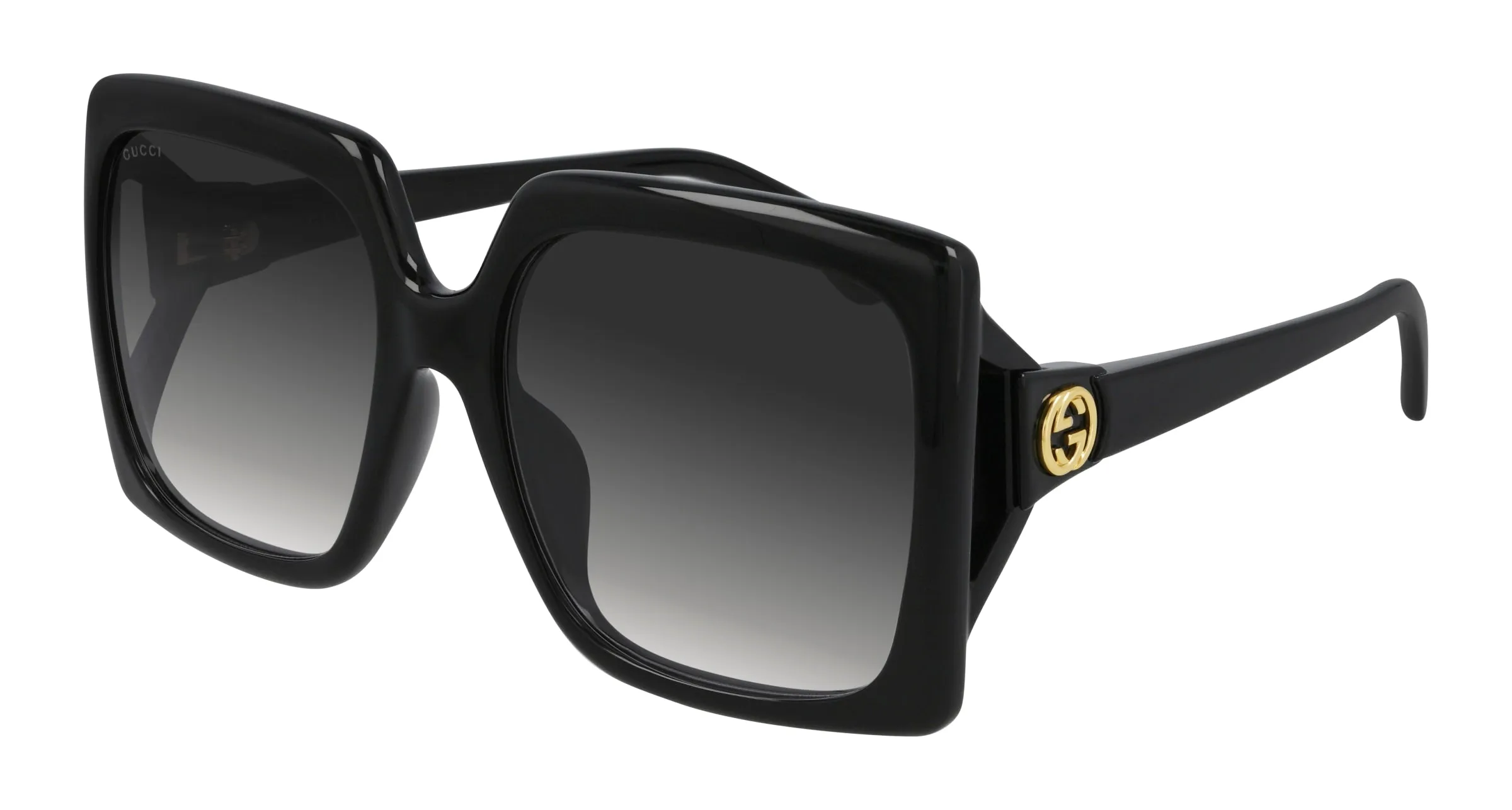 Gucci GG0876SA 001 Occhiali da sole Acetato Nero Grigio Squadrata Normale Sfumato - immagine 2