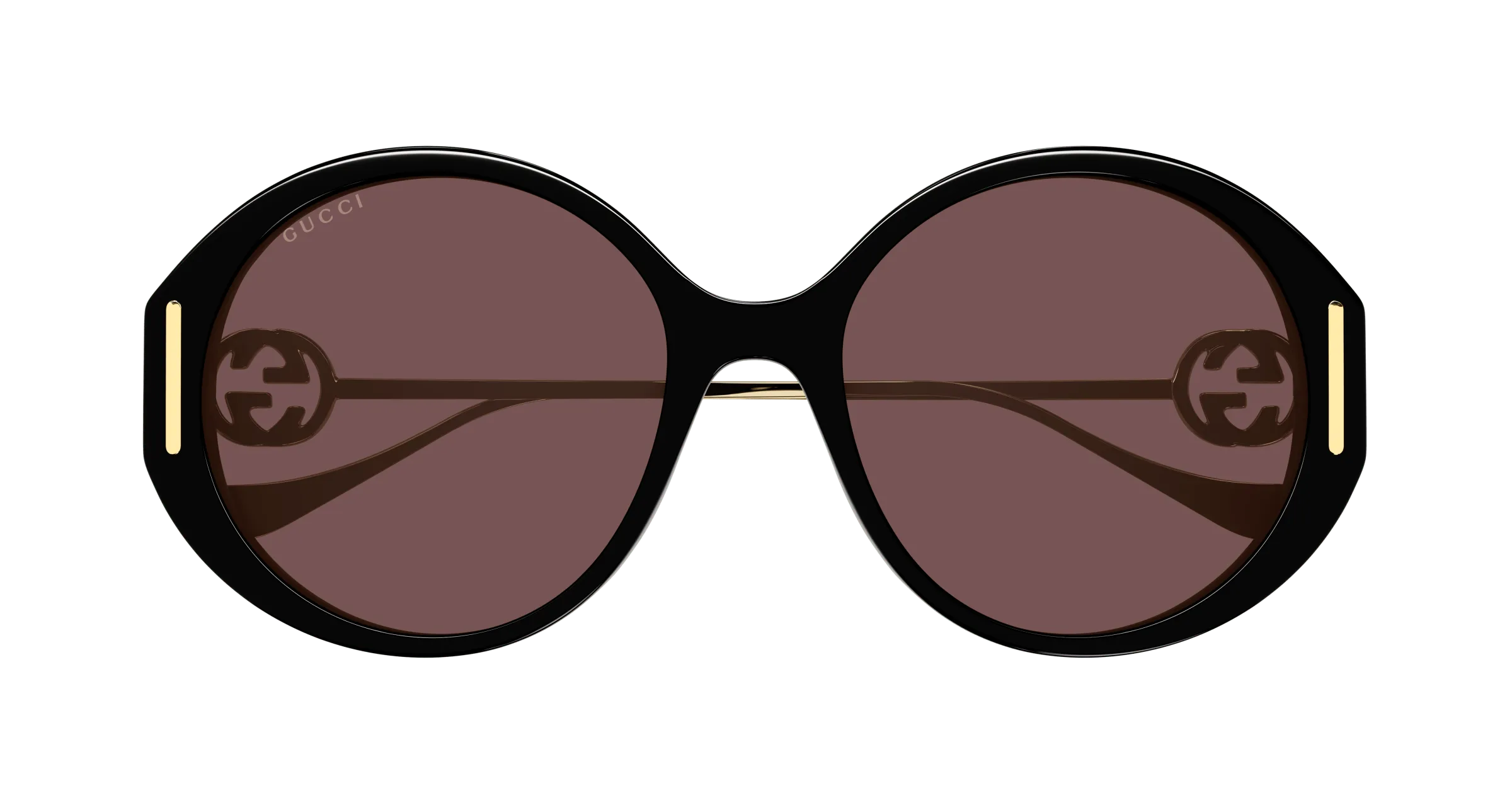 Gucci Donna GG1202SK 001 Occhiali da sole Acetato Nero Marrone Rotonda Normale - immagine 2