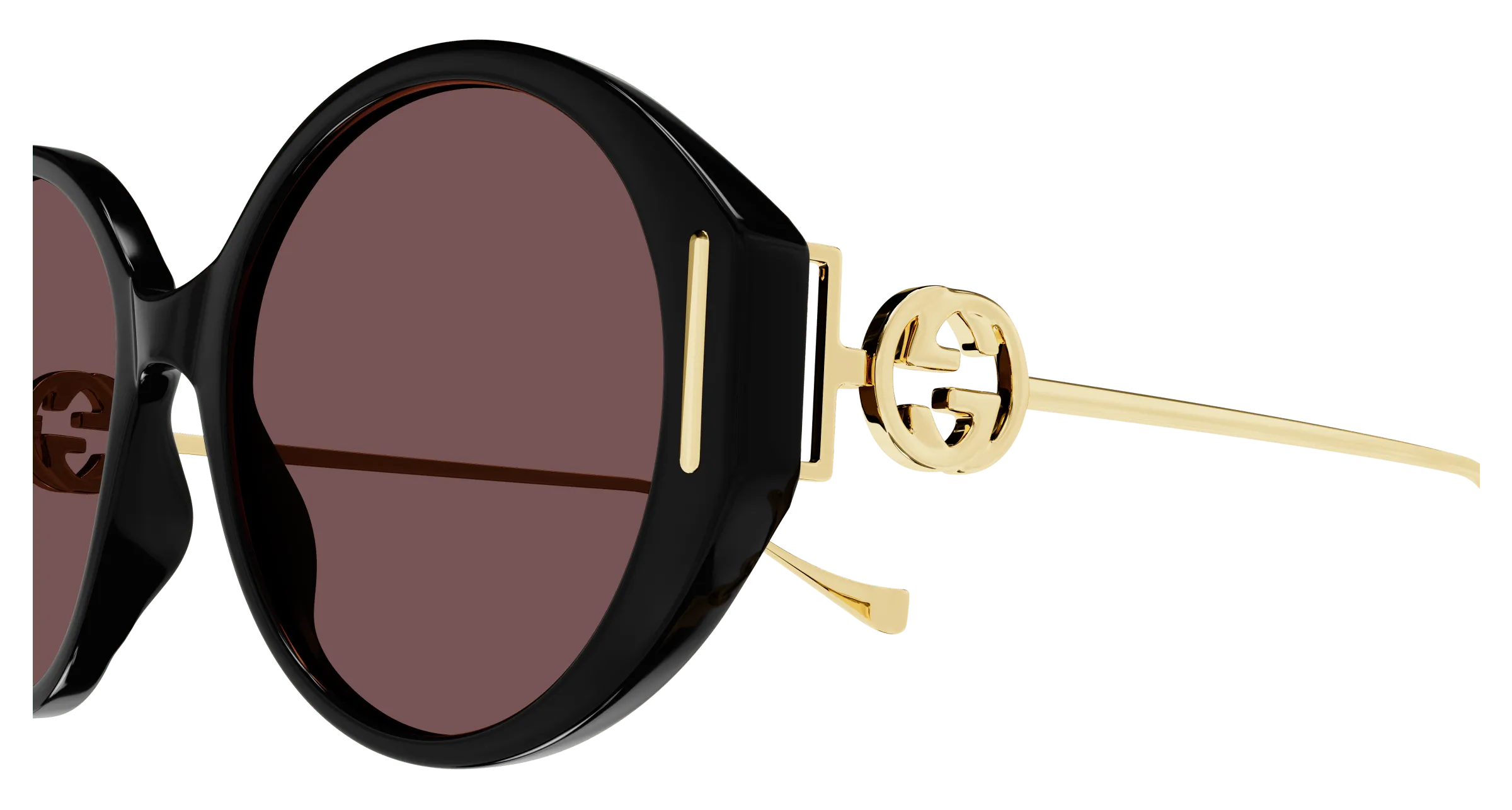 Gucci Donna GG1202SK 001 Occhiali da sole Acetato Nero Marrone Rotonda Normale - immagine 3