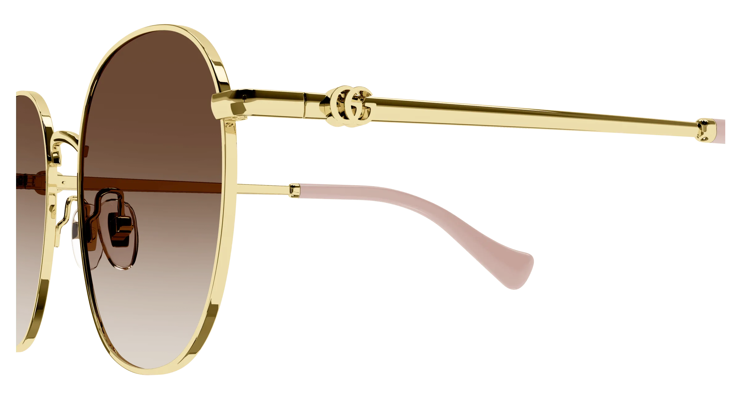 Gucci GG1142SA 002 Occhiali da sole Metallo Oro Marrone Squadrata Normale Sfumato - immagine 4