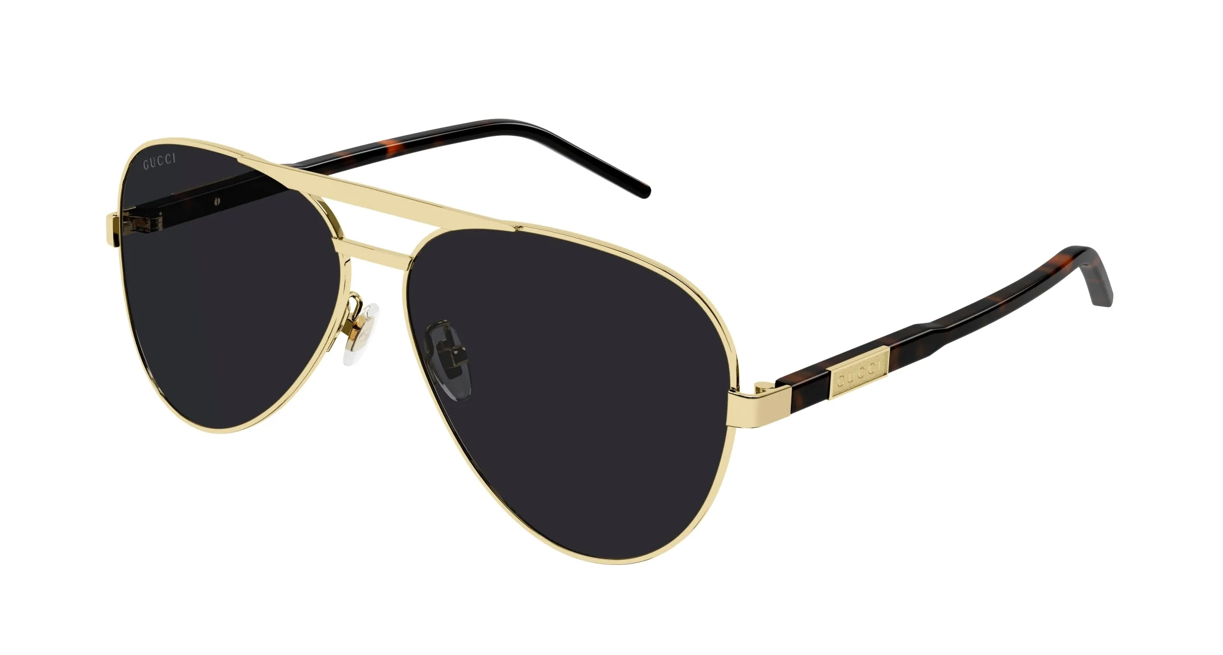 Gucci GG1163S 001 Occhiali da sole Metallo Oro Grigio Pilot Normale - immagine 1