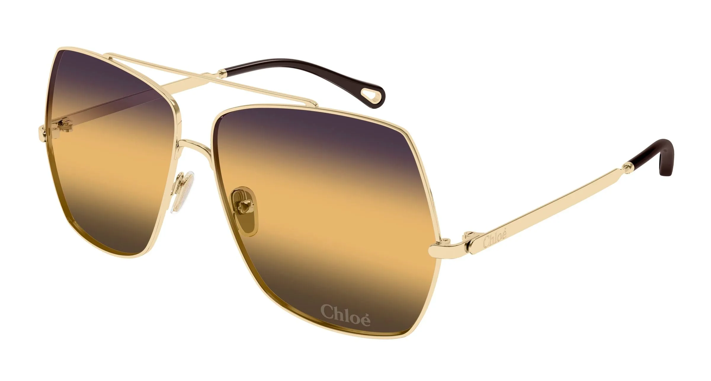 Chloé CH0278S 008 Occhiali da sole Metallo Oro Giallo Squadrata Sfumato - immagine 1