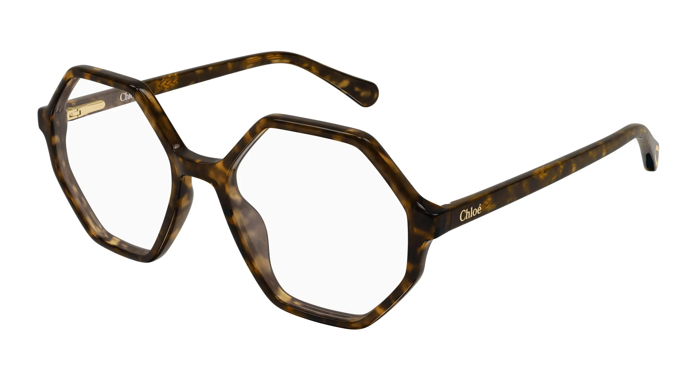 Chloé CC0005O 008 Montature da vista Acetato Havana Trasparente Geometrica - immagine 1