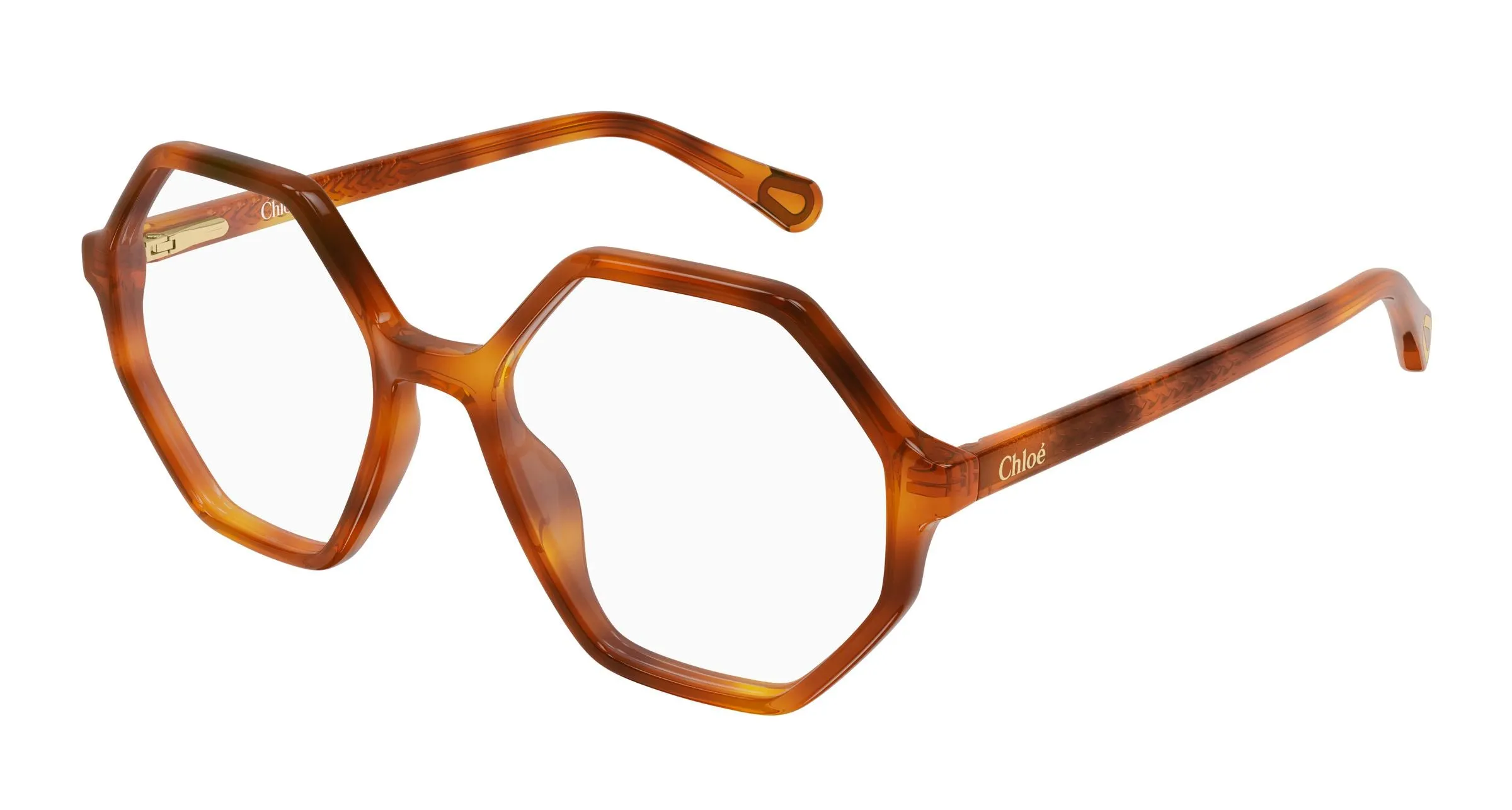 Chloé CC0005O 007 Montature da vista Acetato Havana Trasparente Geometrica - immagine 1