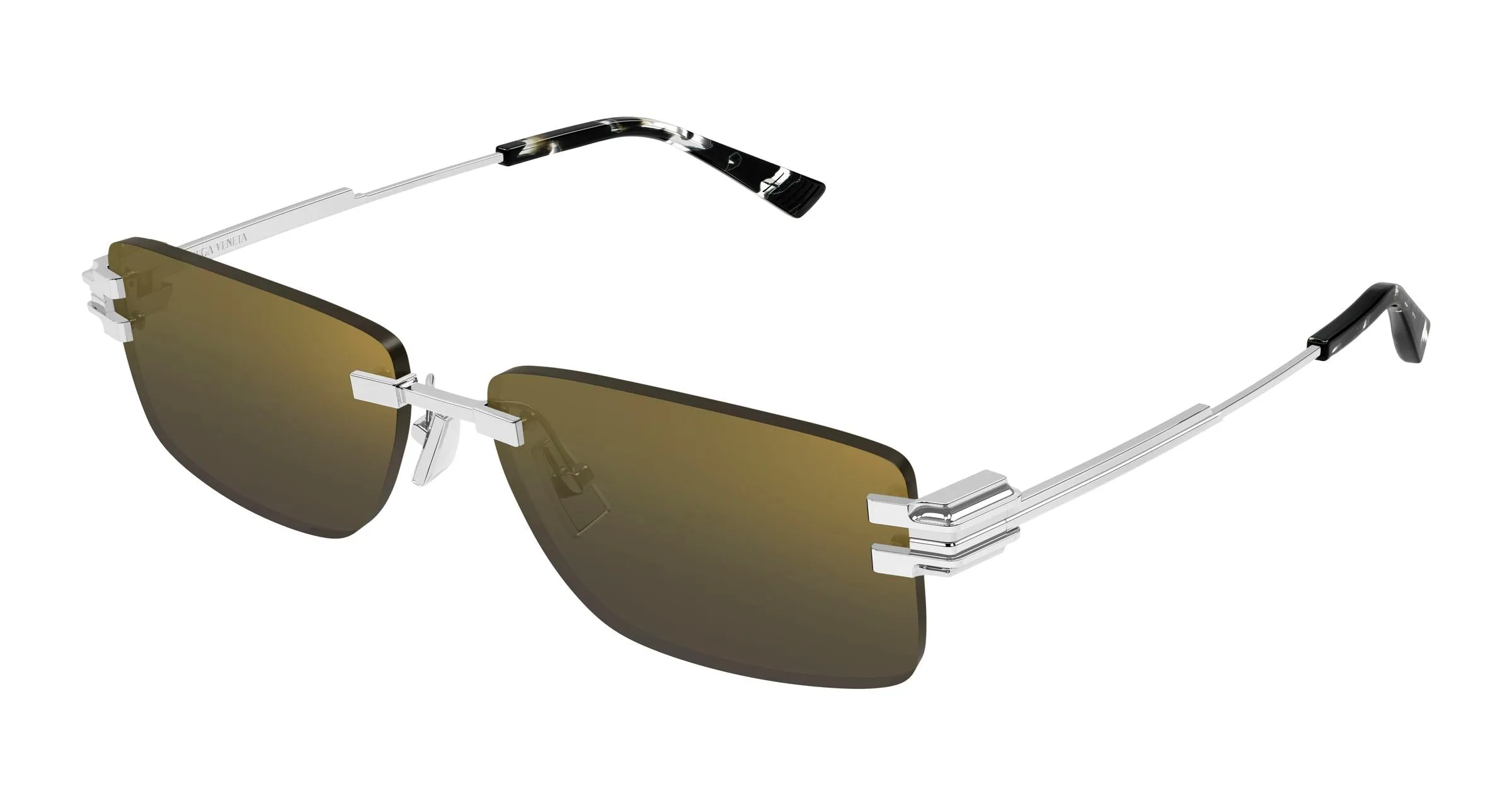 Bottega Veneta BV1511S 003 Occhiali da sole Metallo Argento Fumo Squadrata Specchiato - immagine 1