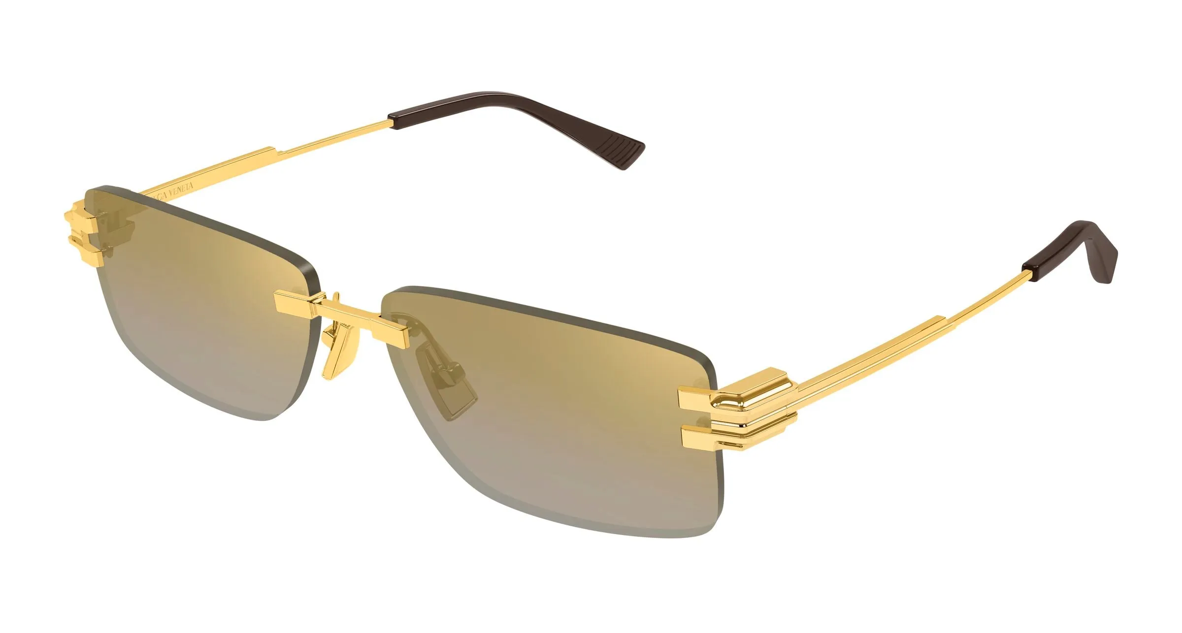 Bottega Veneta BV1511S 002 Occhiali da sole Metallo Oro Grigio Squadrata Specchiato - immagine 1